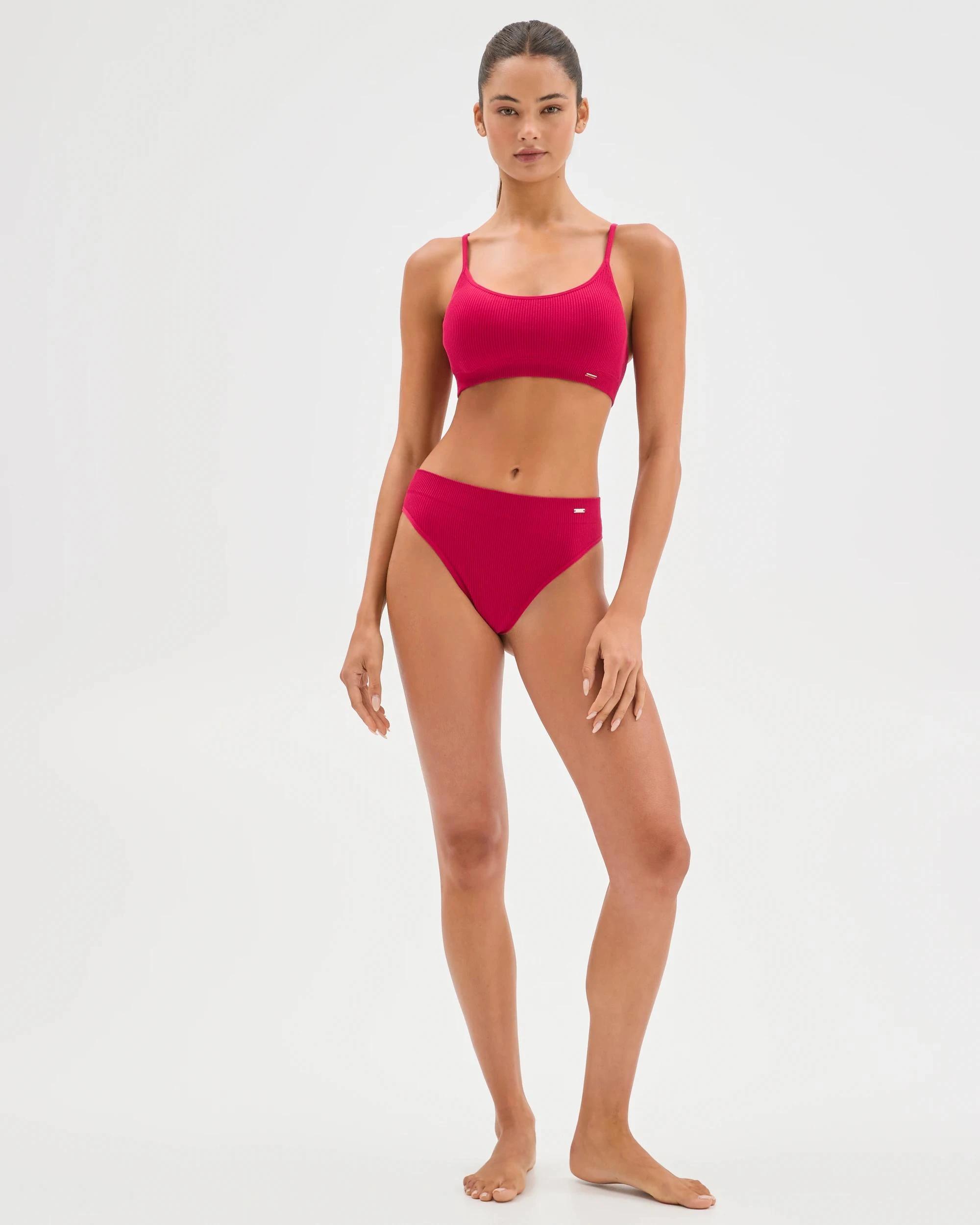 2 Lily Loves 2 Pack Ribbed Seamfree High Waisted G-String Briefs WINEBERRY, 2 of 10