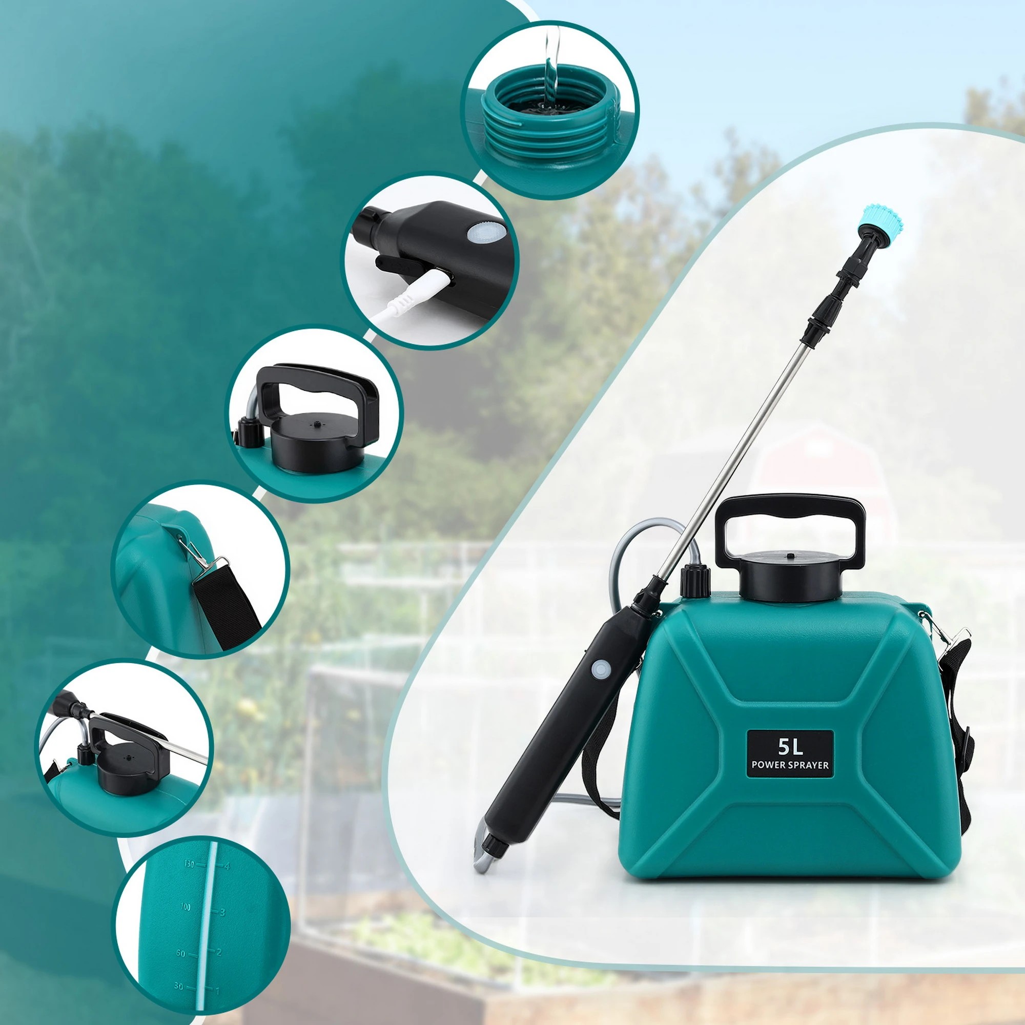 4 Giantz Weed Sprayer Garden Sprayer USB Charging Electric Shoulder Sprayer 5L - Green, 4 of 7