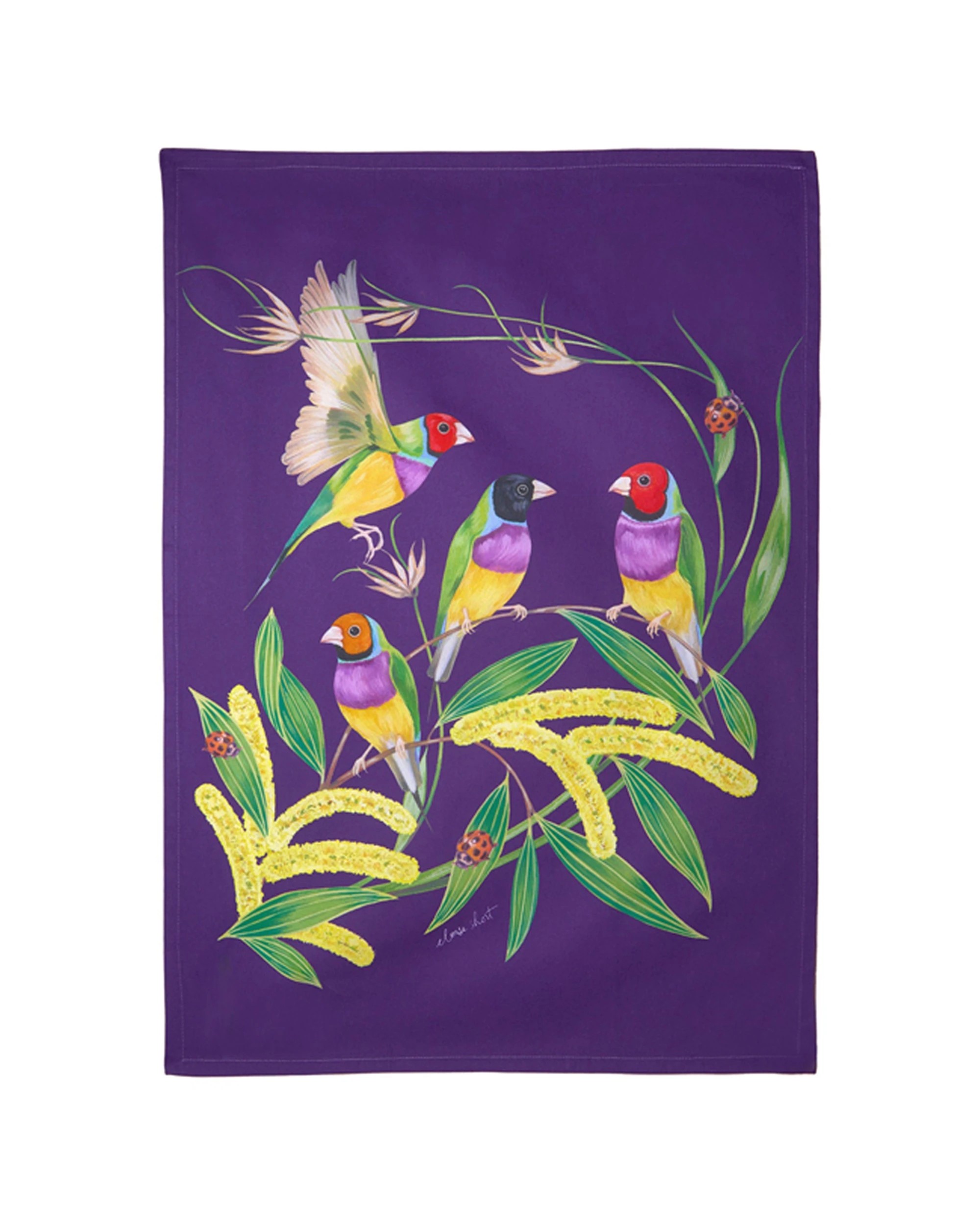 1 Maxwell & Williams Eloise Short Lyric Tea Towel 50x70 Cm Gouldian Finch
 - Multi, 1 of 3