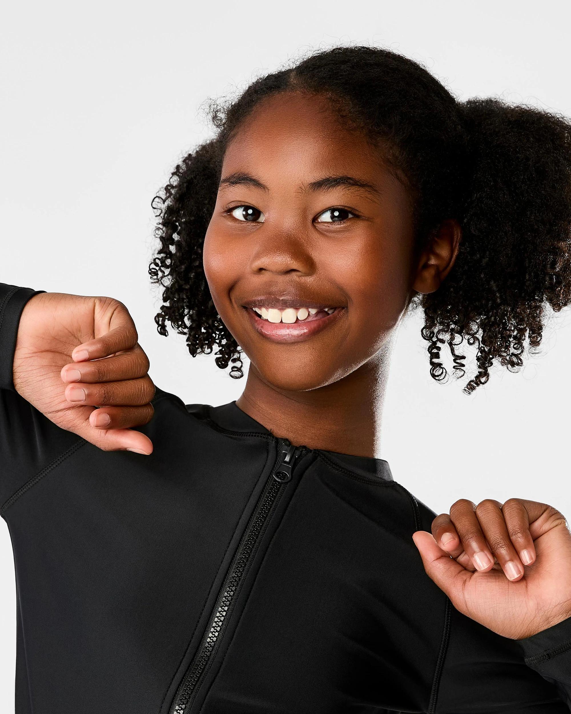 3 Long Sleeve Zip Through Rash Vest Black, 3 of 7