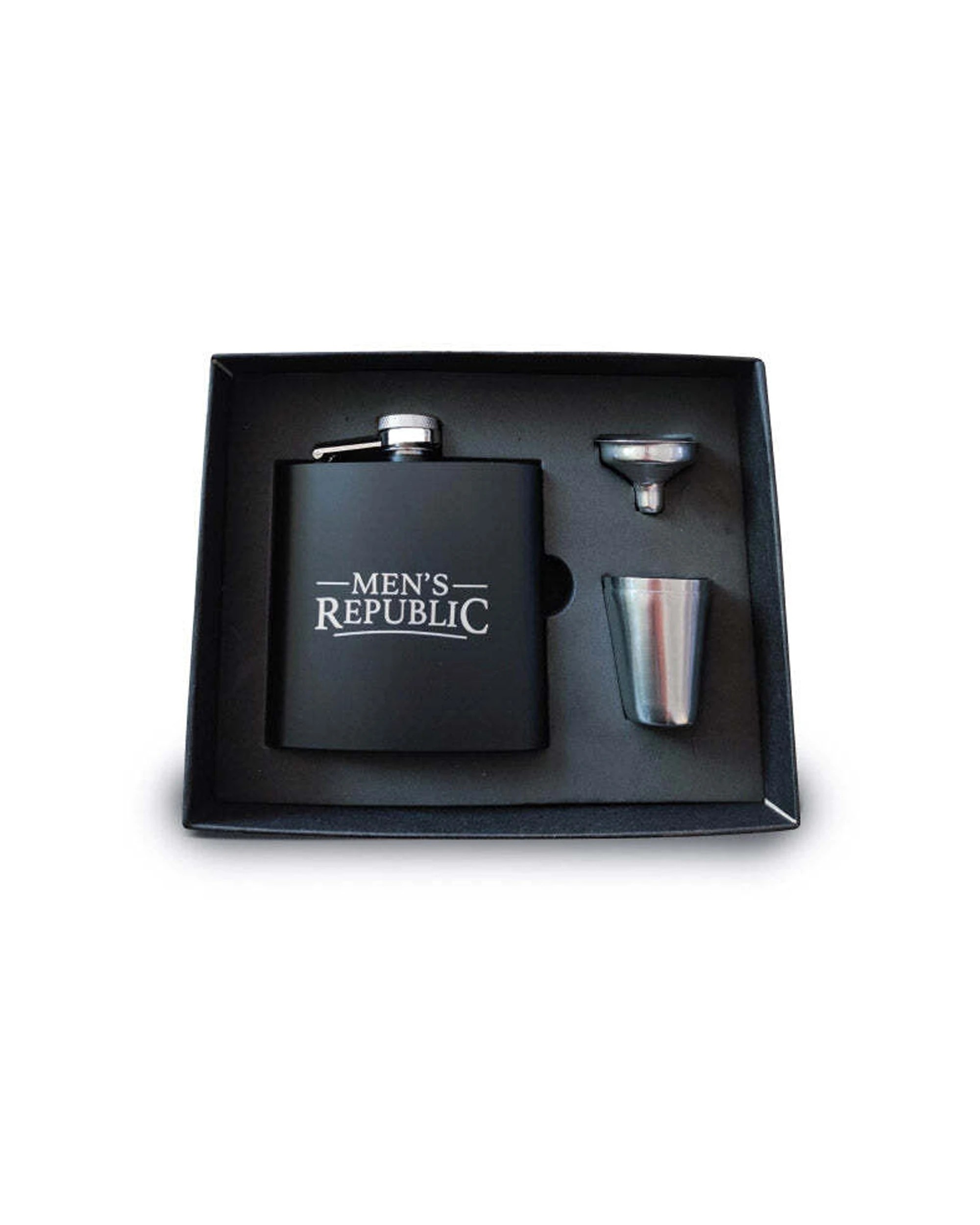 2 Mens Republic Hip Flask Set With Funnel And 2 Cups 170Ml Stainless Steel Gift Boxed Set - Multi, 2 of 3