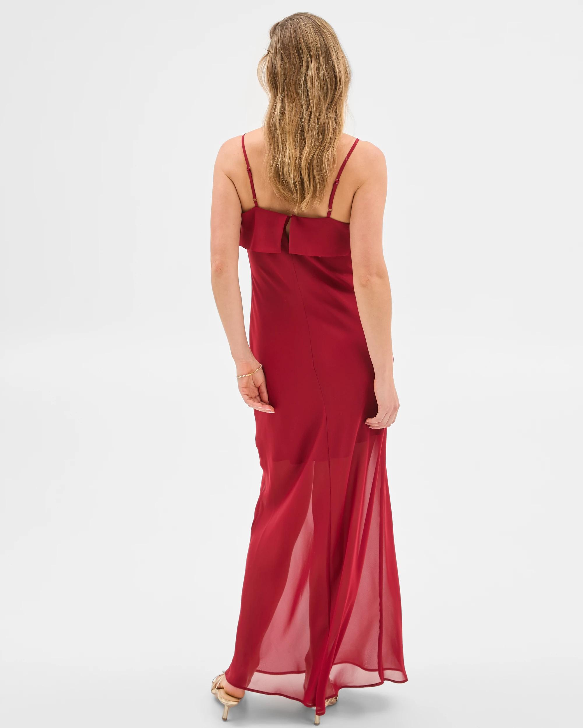 6 Sheer Maxi Dress - Lily Loves CARMINE RED, 6 of 7