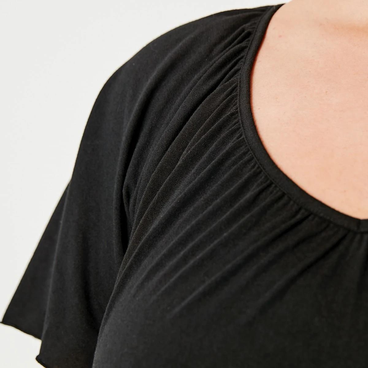 5 Curve Short Flutter Sleeve T-shirt Black, 5 of 5
