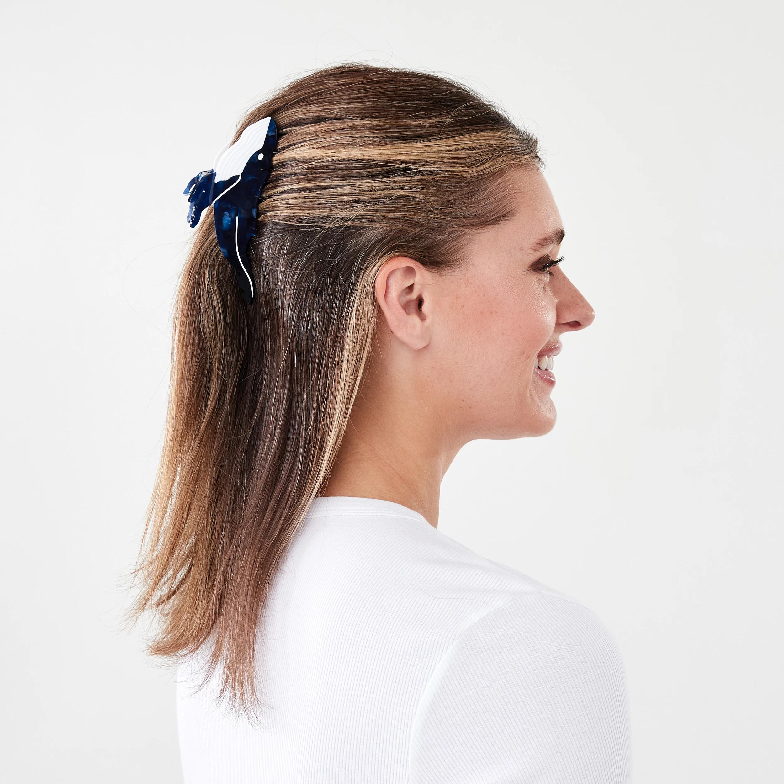 4 Blue and White Novelty Whale Claw Hair Clip Blue, 4 of 5