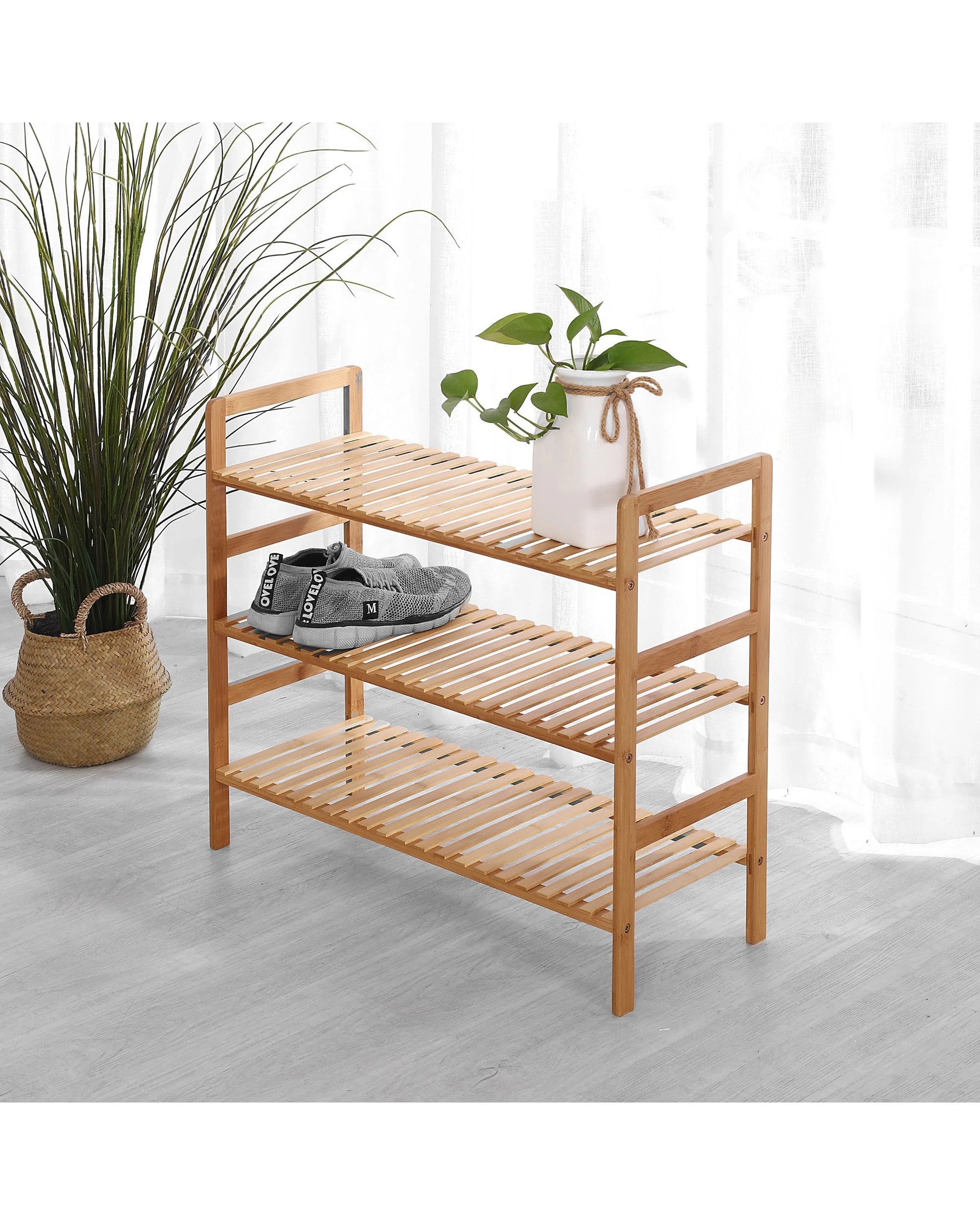1 Sherwood Home 3-Tier Essential Bamboo Shoe Rack 70x27x60cm - Natural Bamboo, 1 of 4