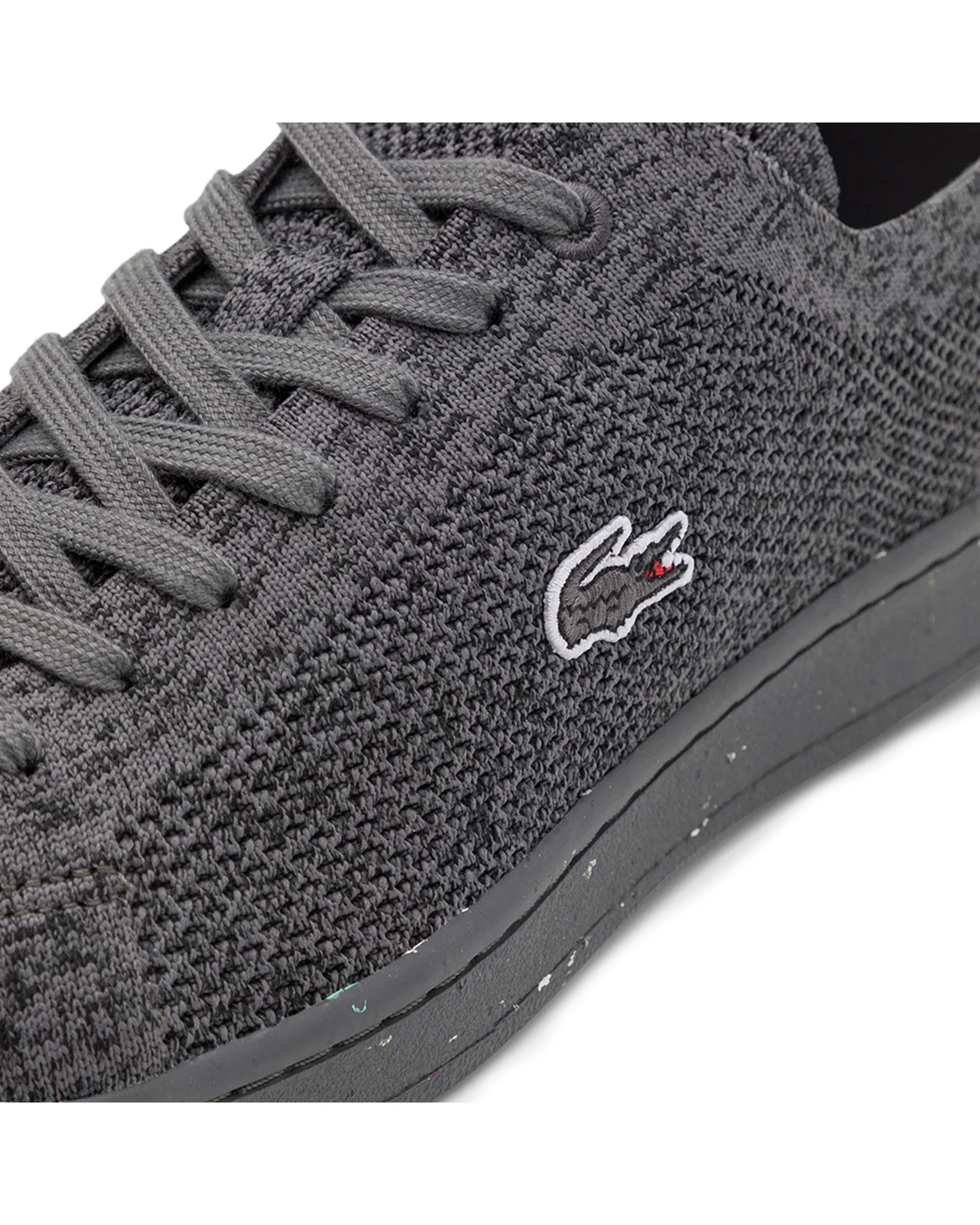 4 Lacoste Carnaby Piquee Knitted Textile Laceup Men's Casual Sneakers - 7 - Grey, 4 of 5