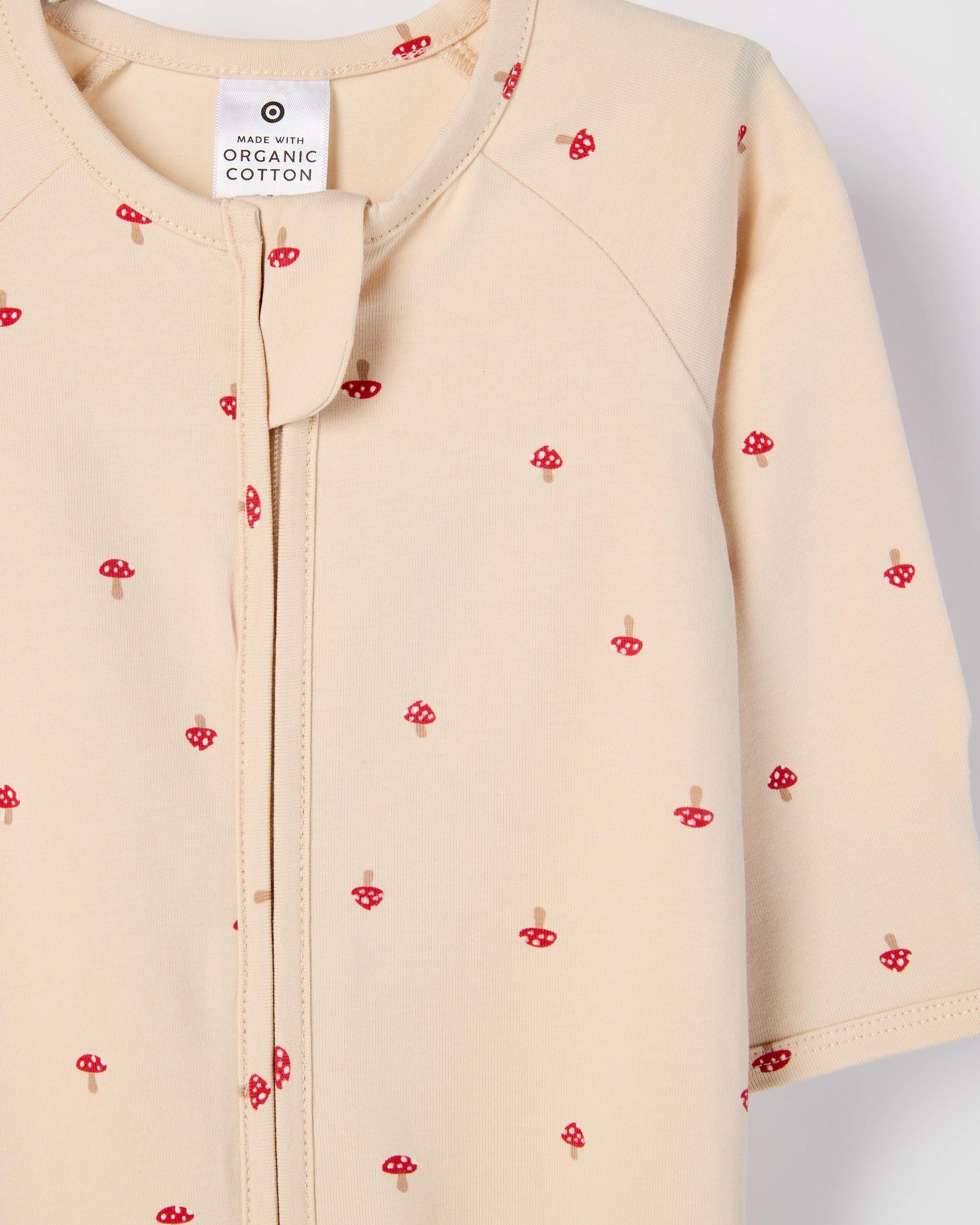 2 Target Baby Baby Organic Cotton Zip Coverall MUSHROOMS, 2 of 2