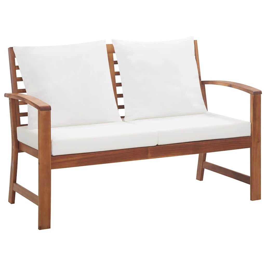 6 Vidaxl 4 Piece Garden Lounge Set With Cushions Solid Acacia Wood - White, 6 of 8
