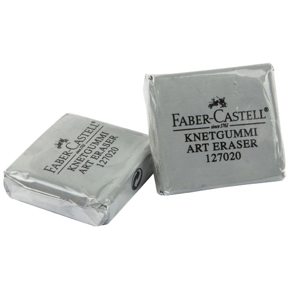 1 Faber-Castell Kneadable Erasers Grey 2 Pack, 1 of 2