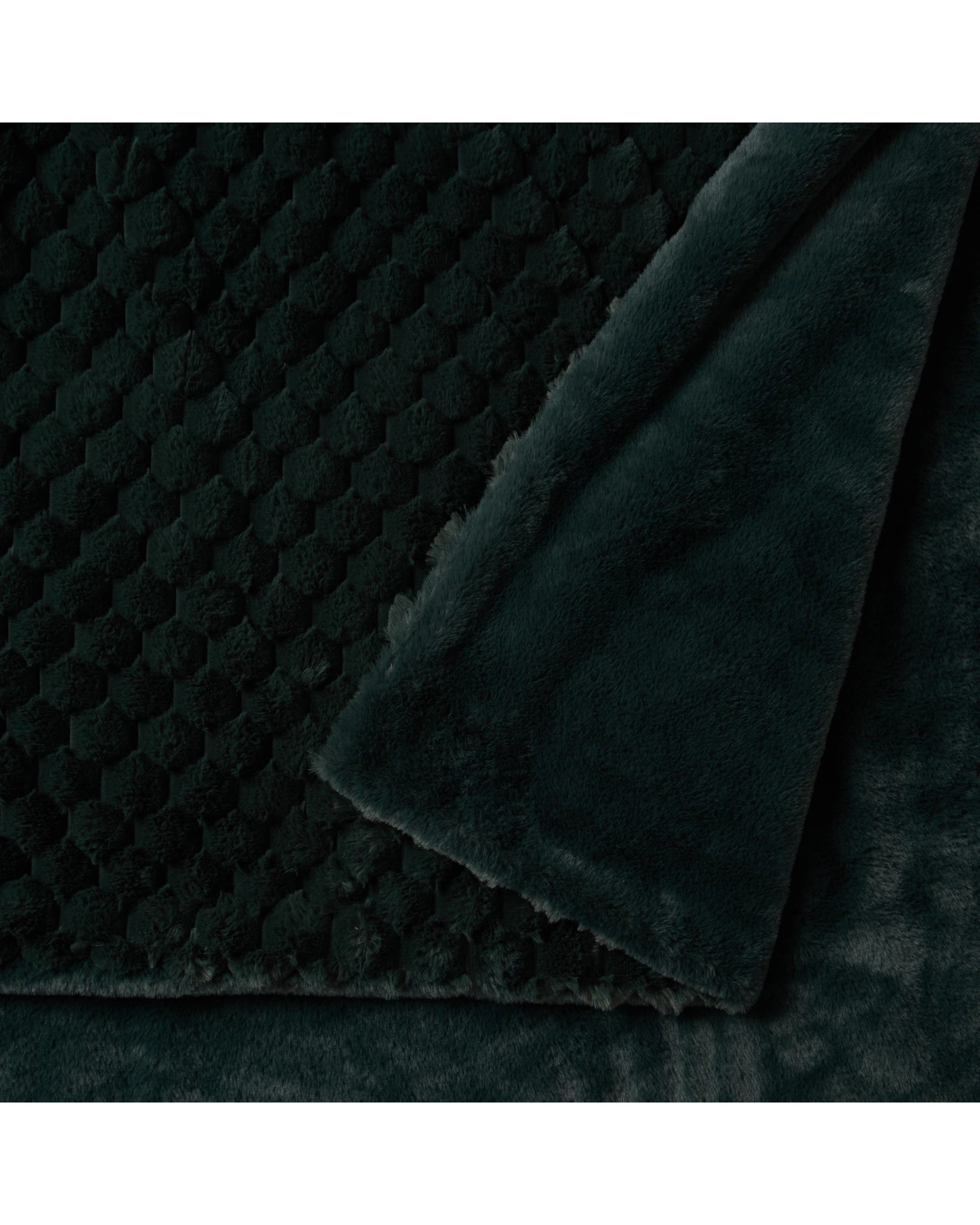 2 Dreamaker Emmett Textured Faux Fur Throw 180x200cm - Deep Teal, 2 of 6