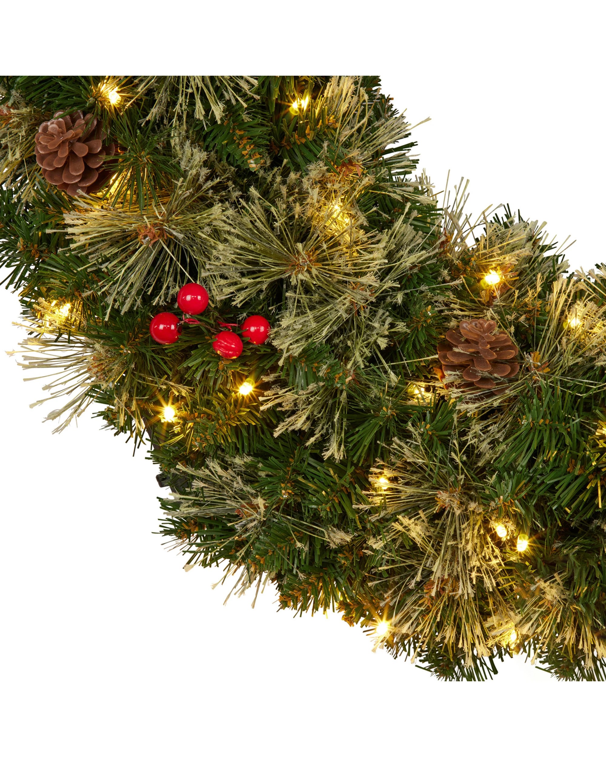 6 Christabelle 61cm Christmas Wreath Bristle Berry With Led Lights Front Door Decoration Ornament, 6 of 7