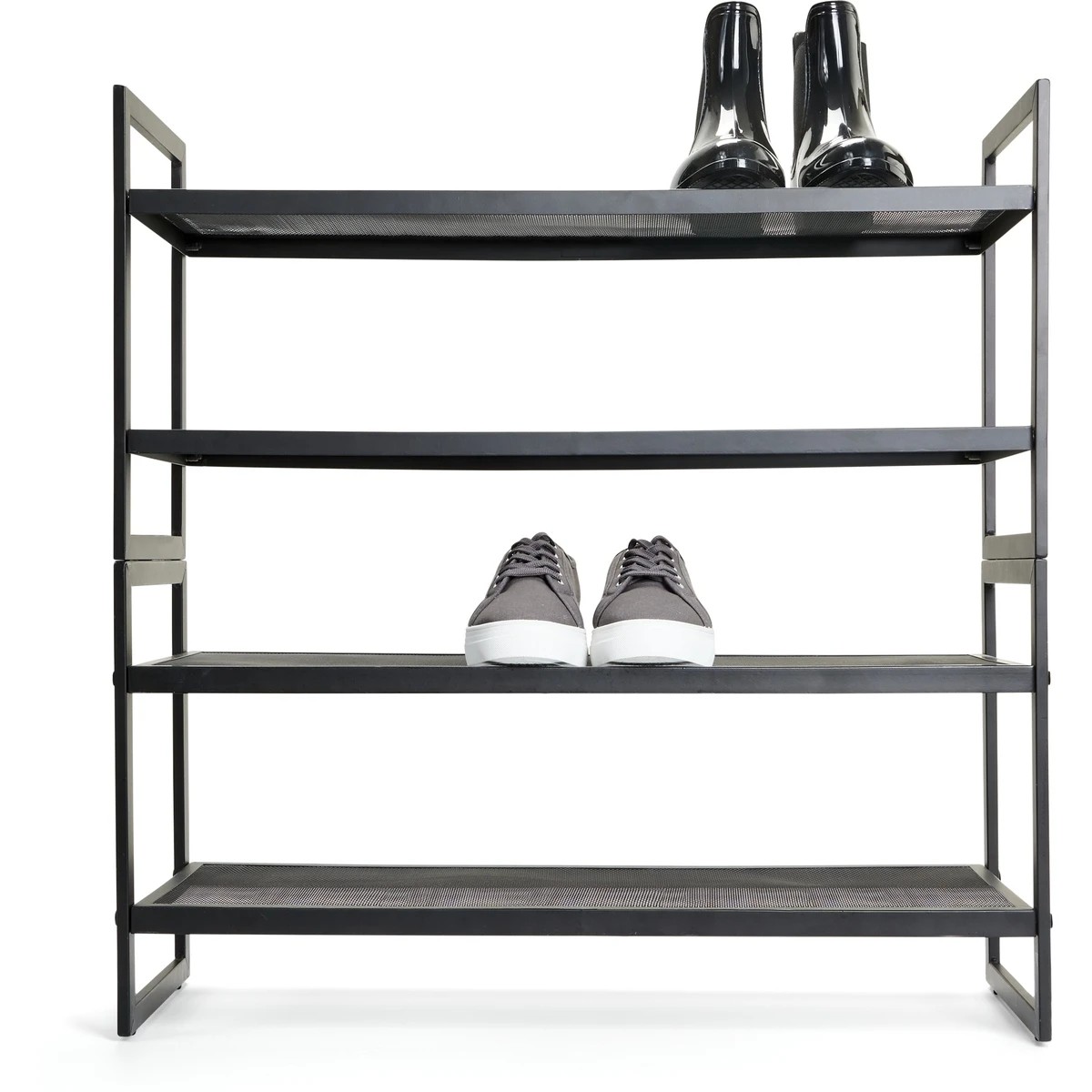 4 2 Tier Metal Stackable Mesh Shoe Rack, 4 of 5