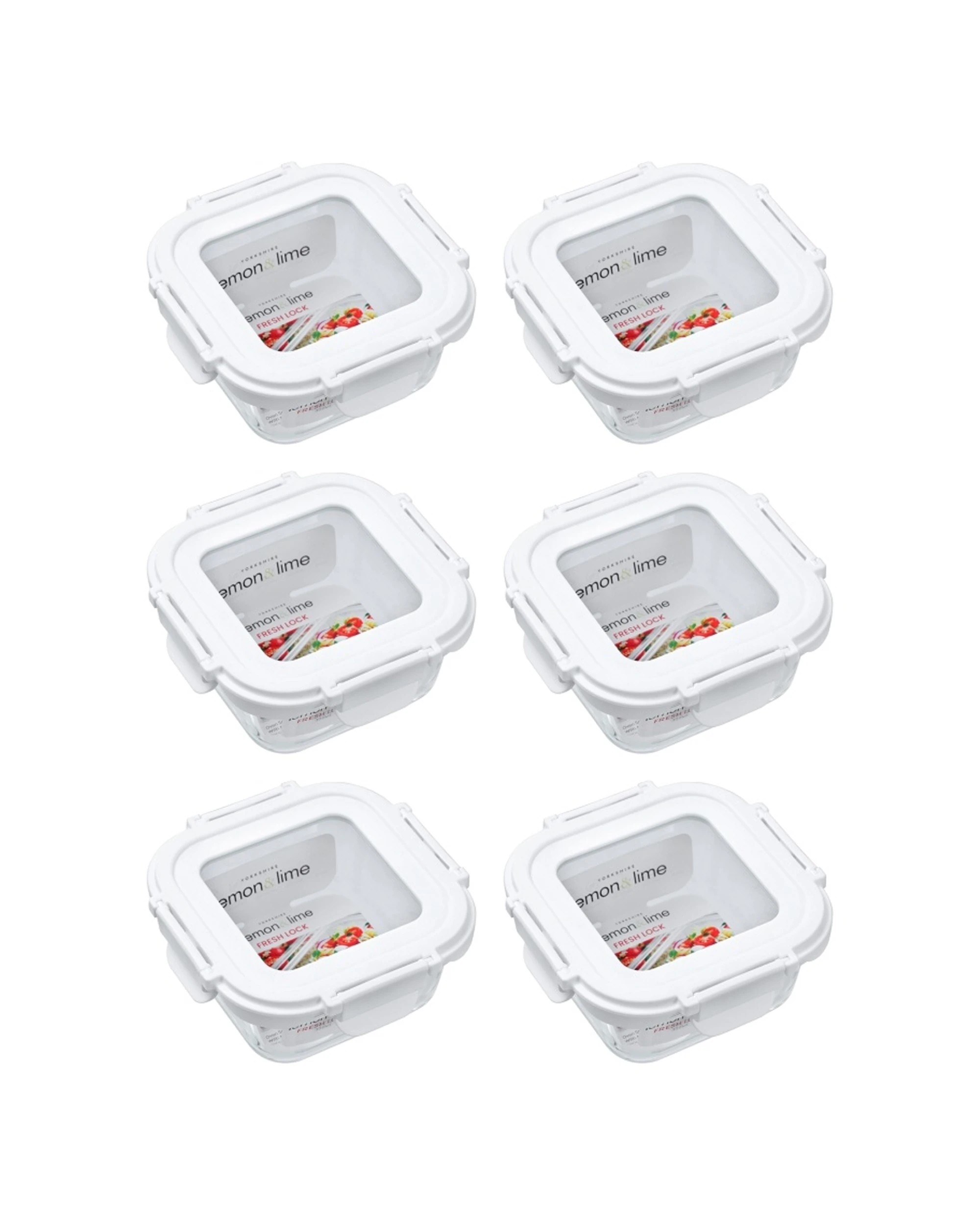 1 Lemon & Lime 6PK Yorkshire Fresh Lock Glass Reusable Food Container 300ml - Clear, 1 of 7