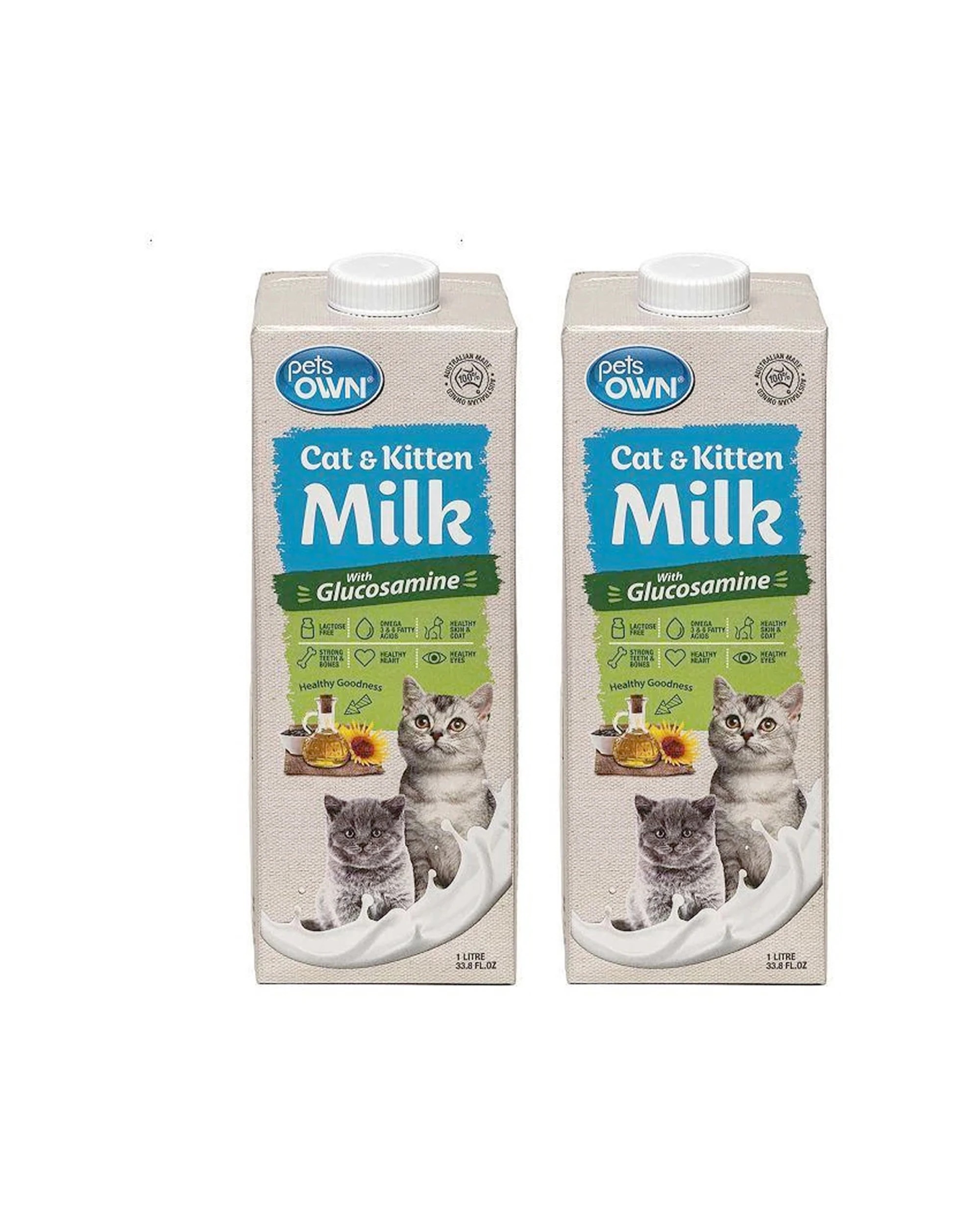 1 Pets Own Cat And Kitten Milk 2 Pack Lactose Removed With Glucosamine 1L - Natural, 1 of 1