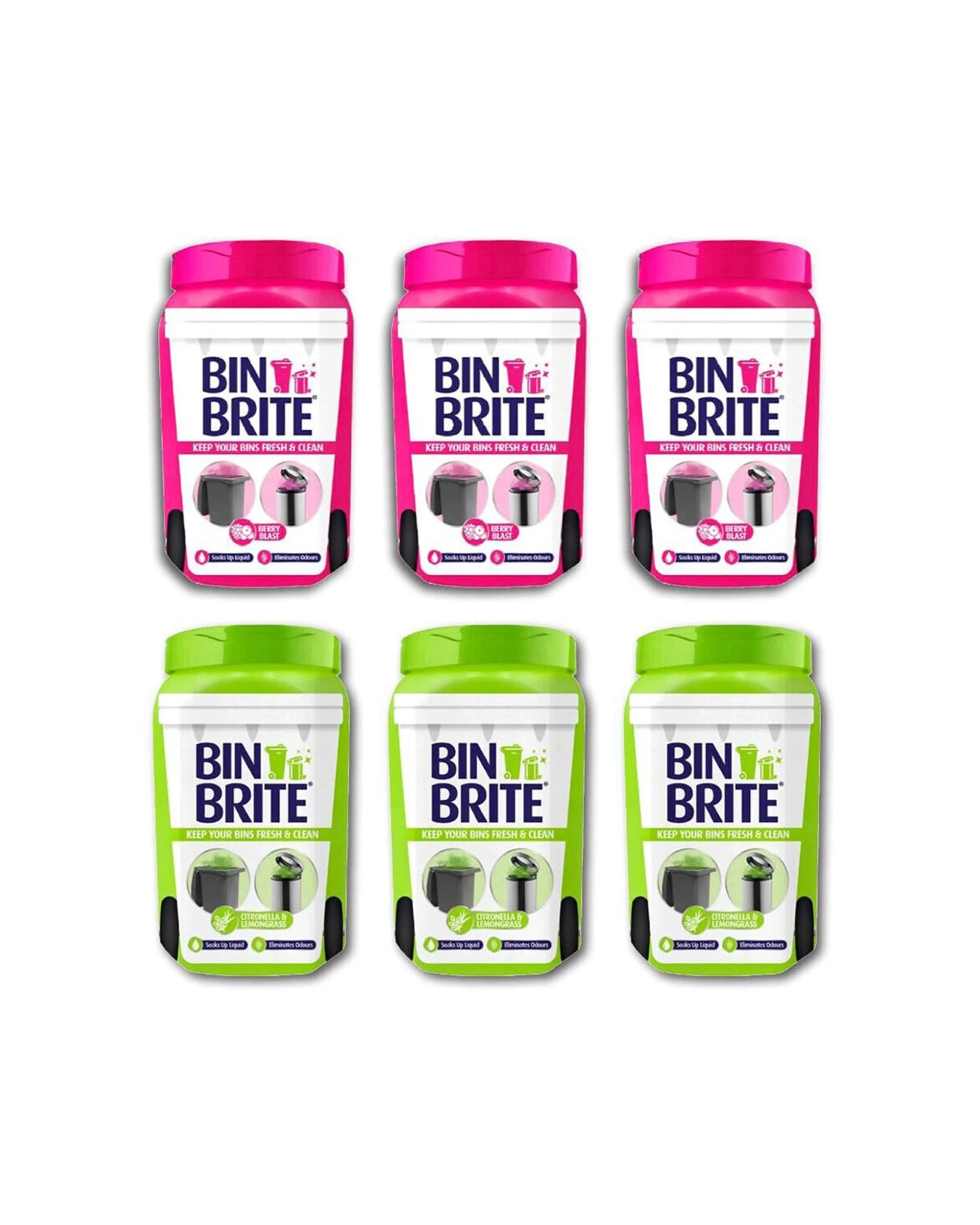 1 Bin Brite 6PK Waste Trash Can Odour Neutraliser 500g Scented - Assorted, 1 of 4