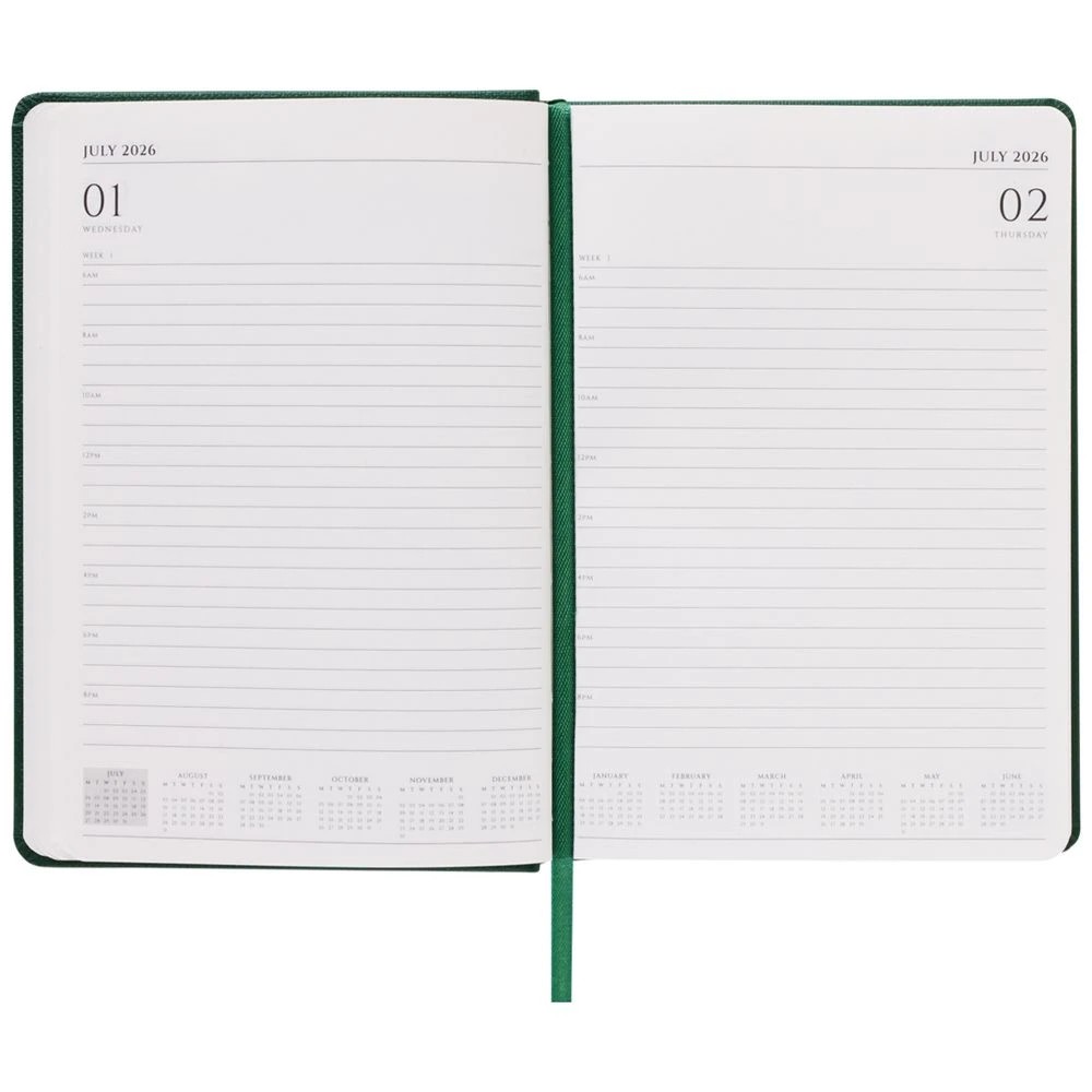 6 J.Burrows A5 Day to Page Textured FY26/27 Diary Green, 6 of 6