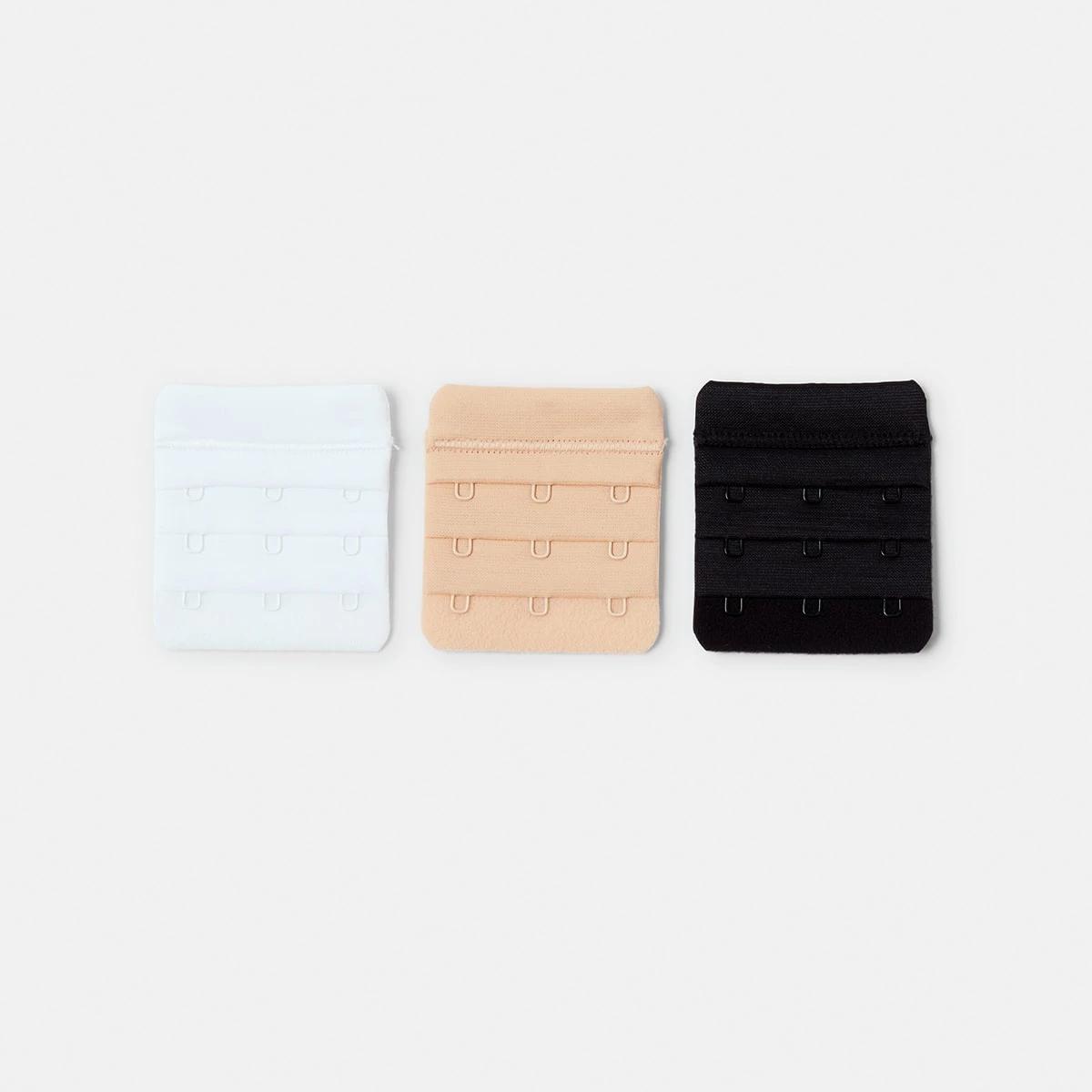 1 3 Pack 3-Hook Bra Extender BLACK, BEIGE, WHITE, 1 of 4