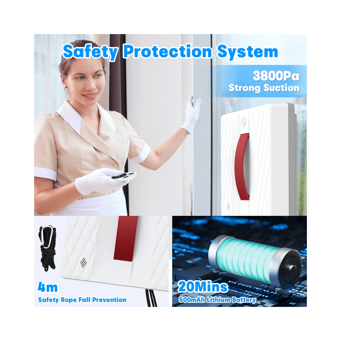 7 Advwin 3800pa Window Cleaner Robot, With Dual Water Spray, Remote & App Control, For Glass Door & Tile, 7 of 7