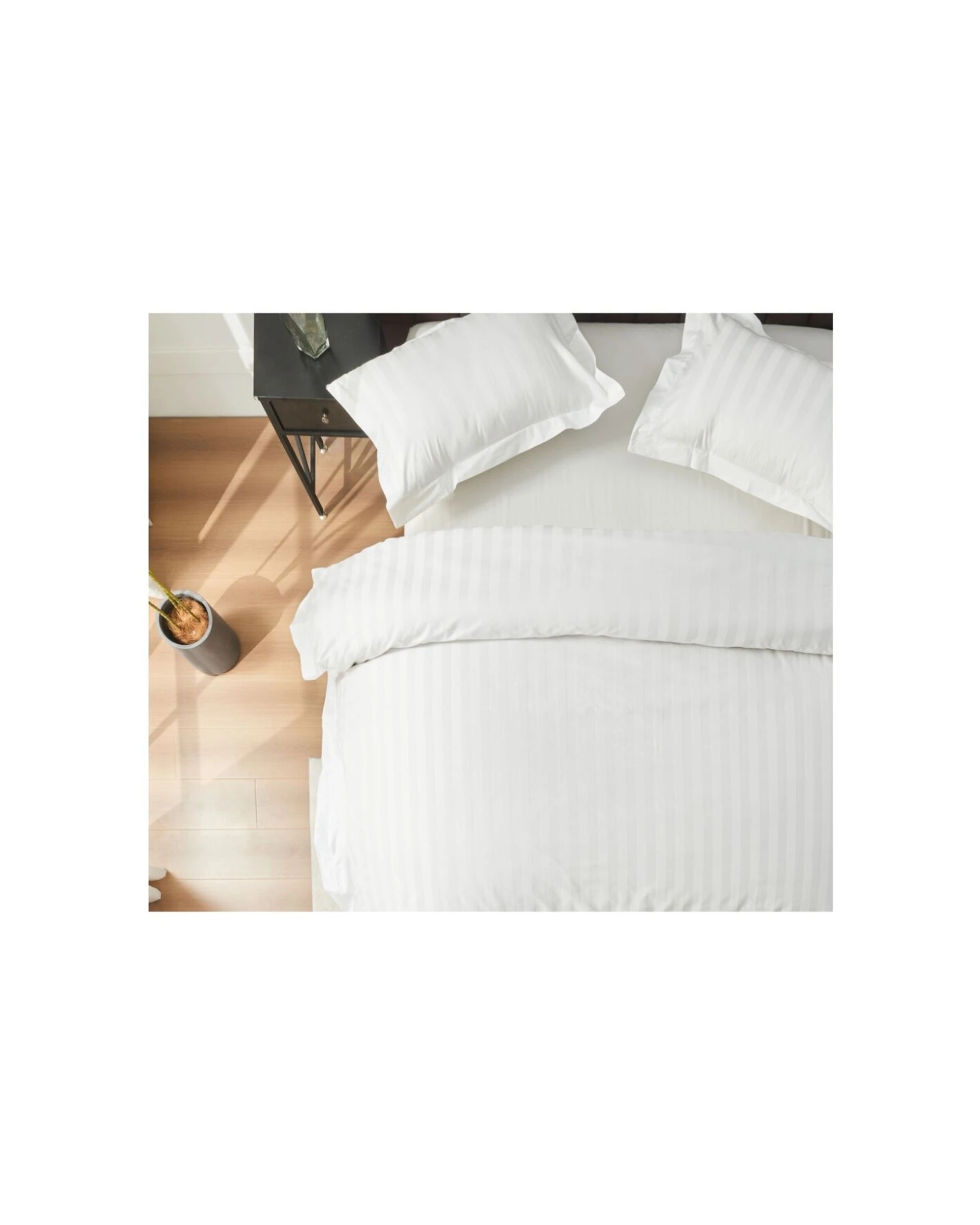4 Grosvenor House 500TC Hotel Stripe Quilt Duvet Cover Bed Set King - White, 4 of 8