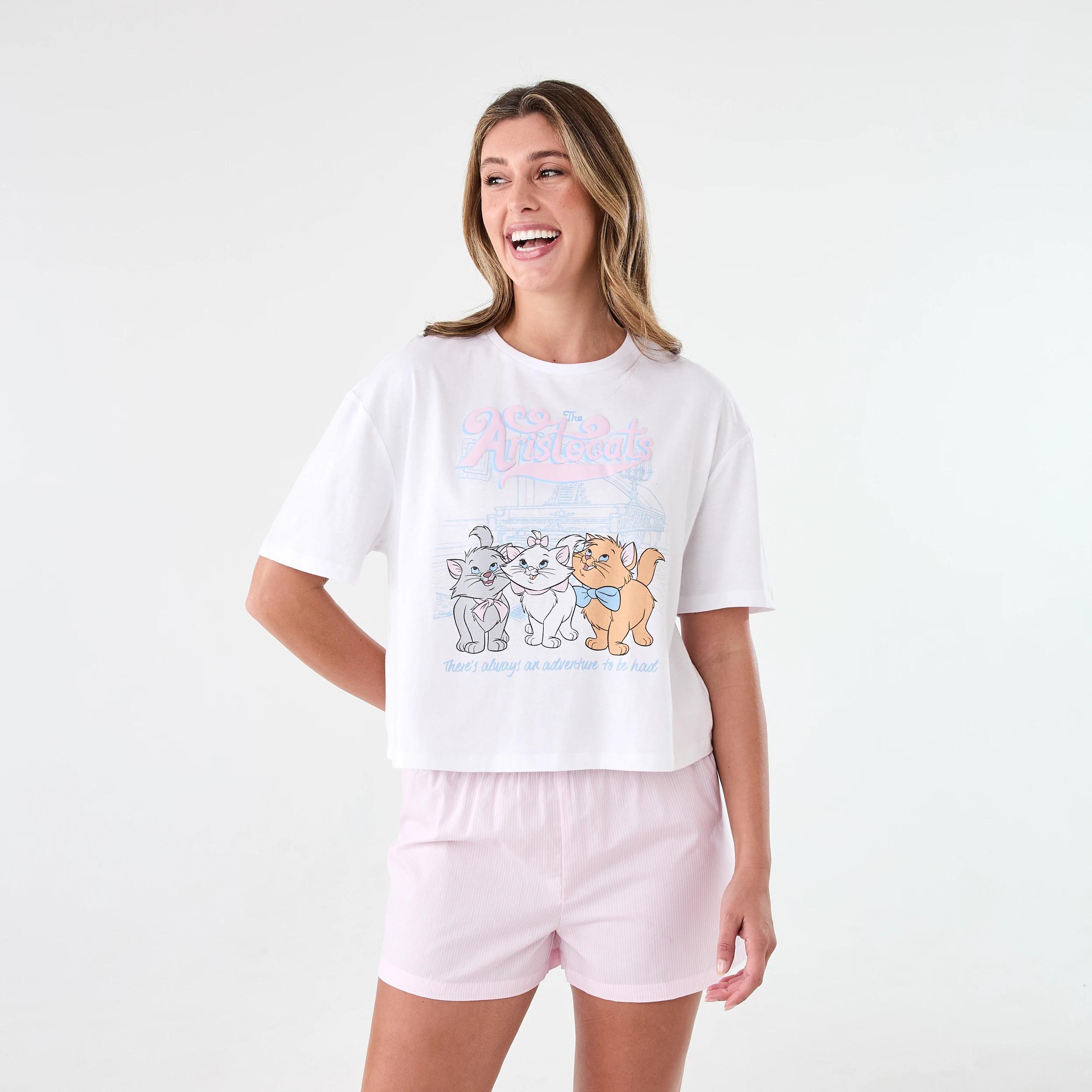 1 The Aristocats License Short Sleeve Knit Top and Woven Shorts Pyjama Set Aristocats, 1 of 7