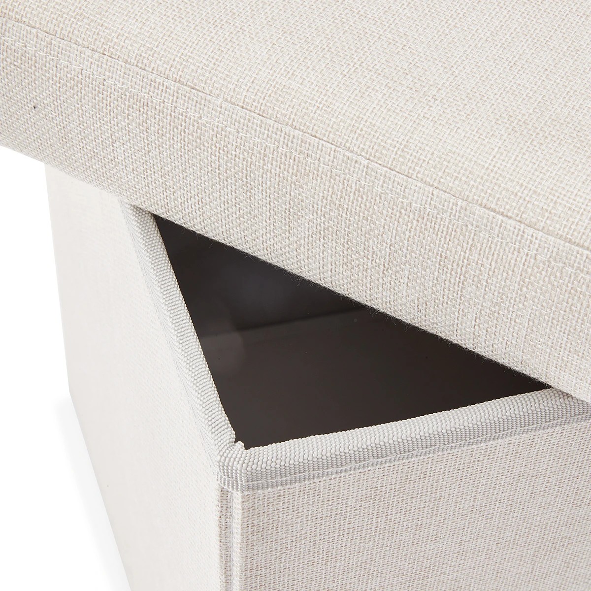 10 Linen Look Storage Ottoman - Beige, 10 of 10