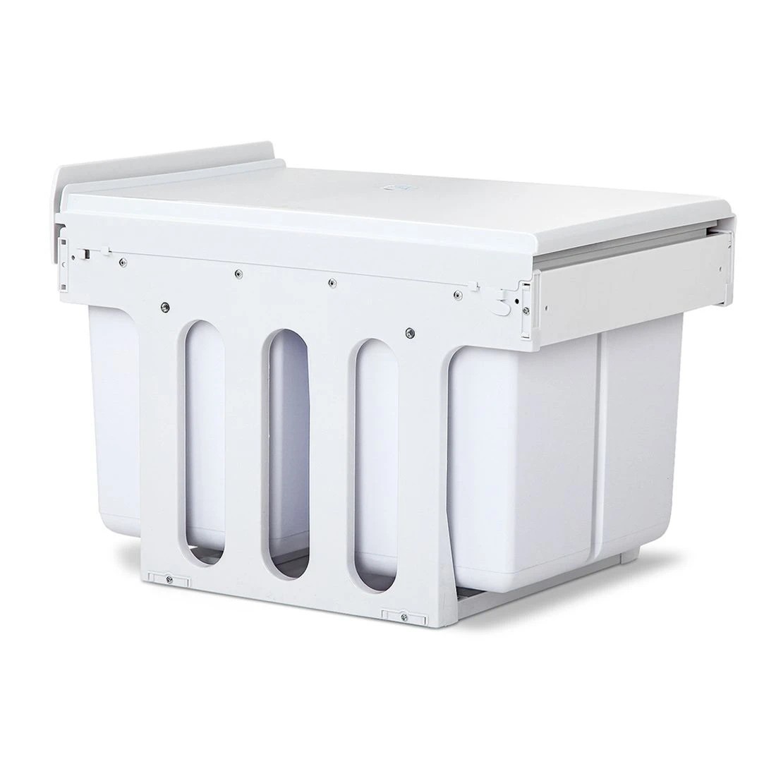 1 Cefito Pull Out Bin Kitchen Double Basket 2X15L - White, 1 of 7