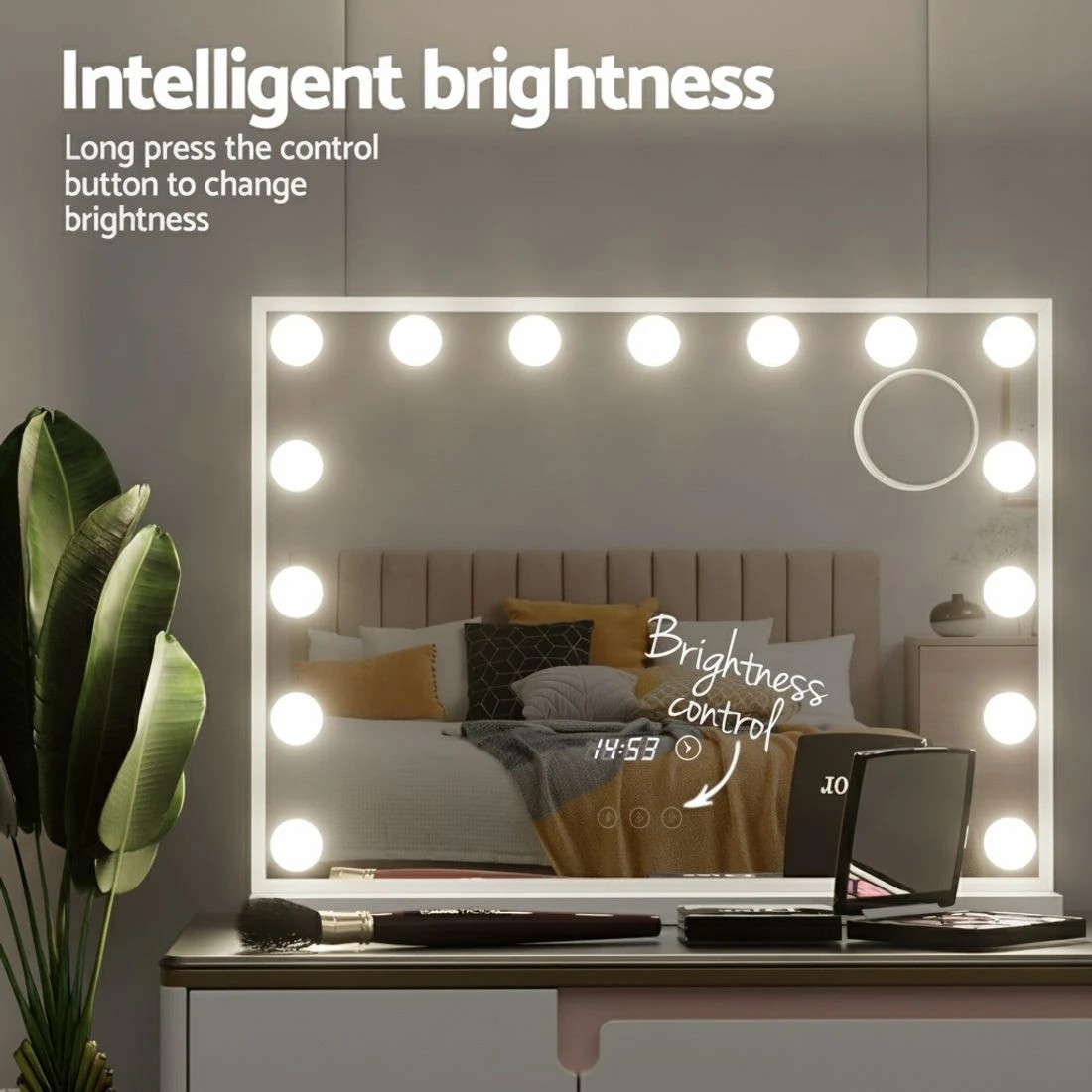 6 Embellir Makeup Mirror 58x45cm Hollywood Vanity with LED Light Tabletop - Multi, 6 of 6