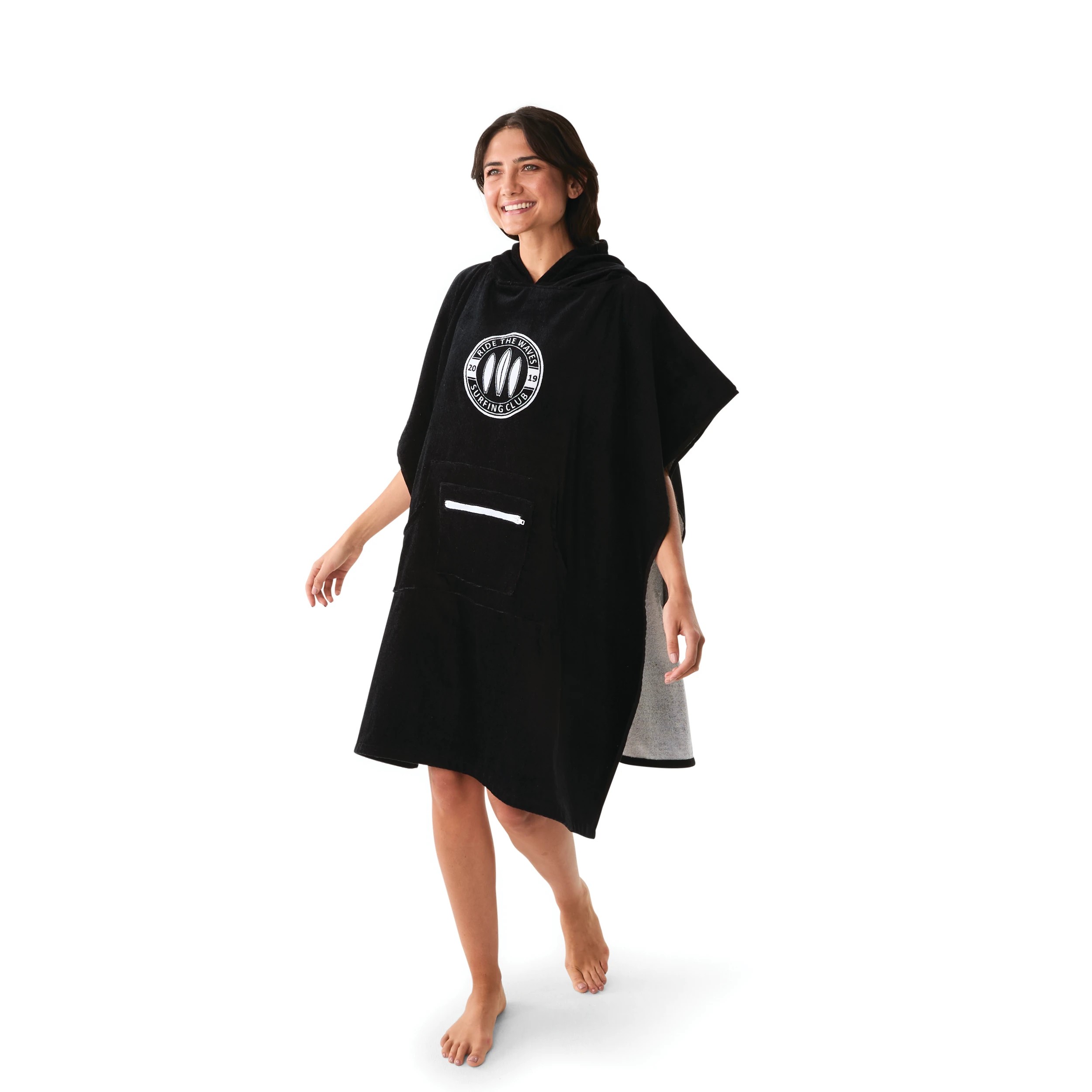 1 Adult Cotton Hooded Beach Towel - Black, 1 of 10