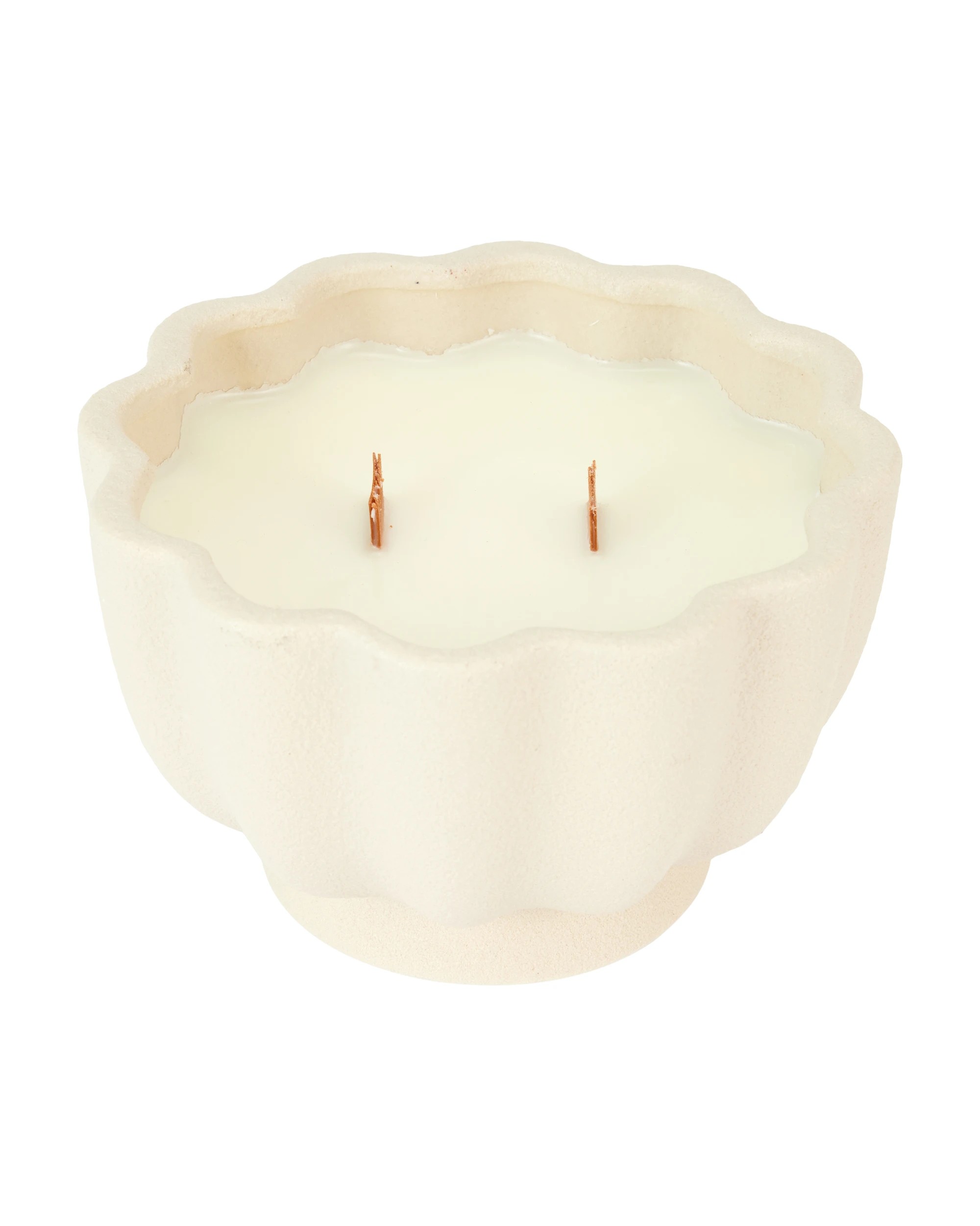 2 Taupe Wavy Pedestal Ceramic Candle, 2 of 6