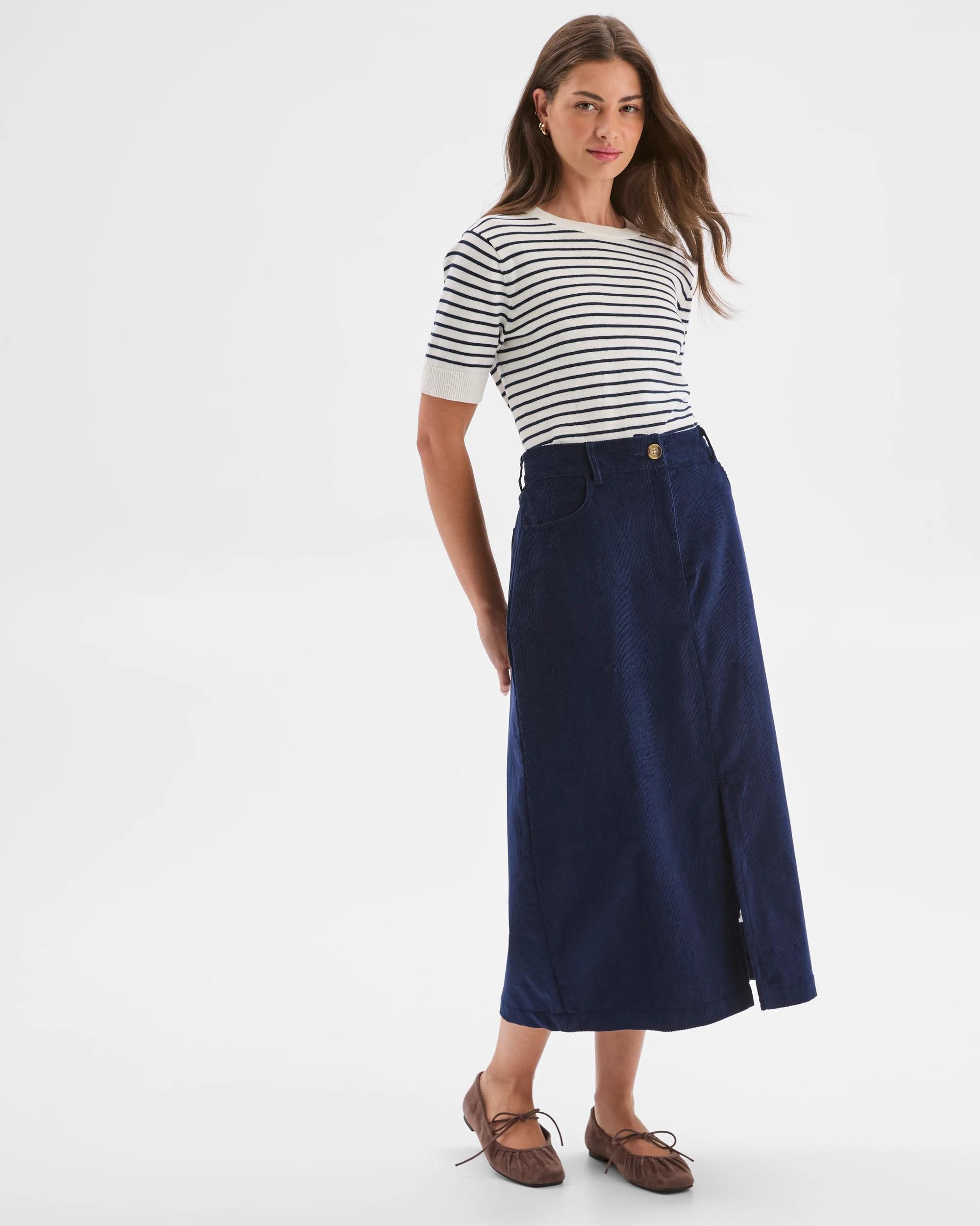 3 Target Petites Midi Corduroy Pencil Skirt INK NAVY, 3 of 7