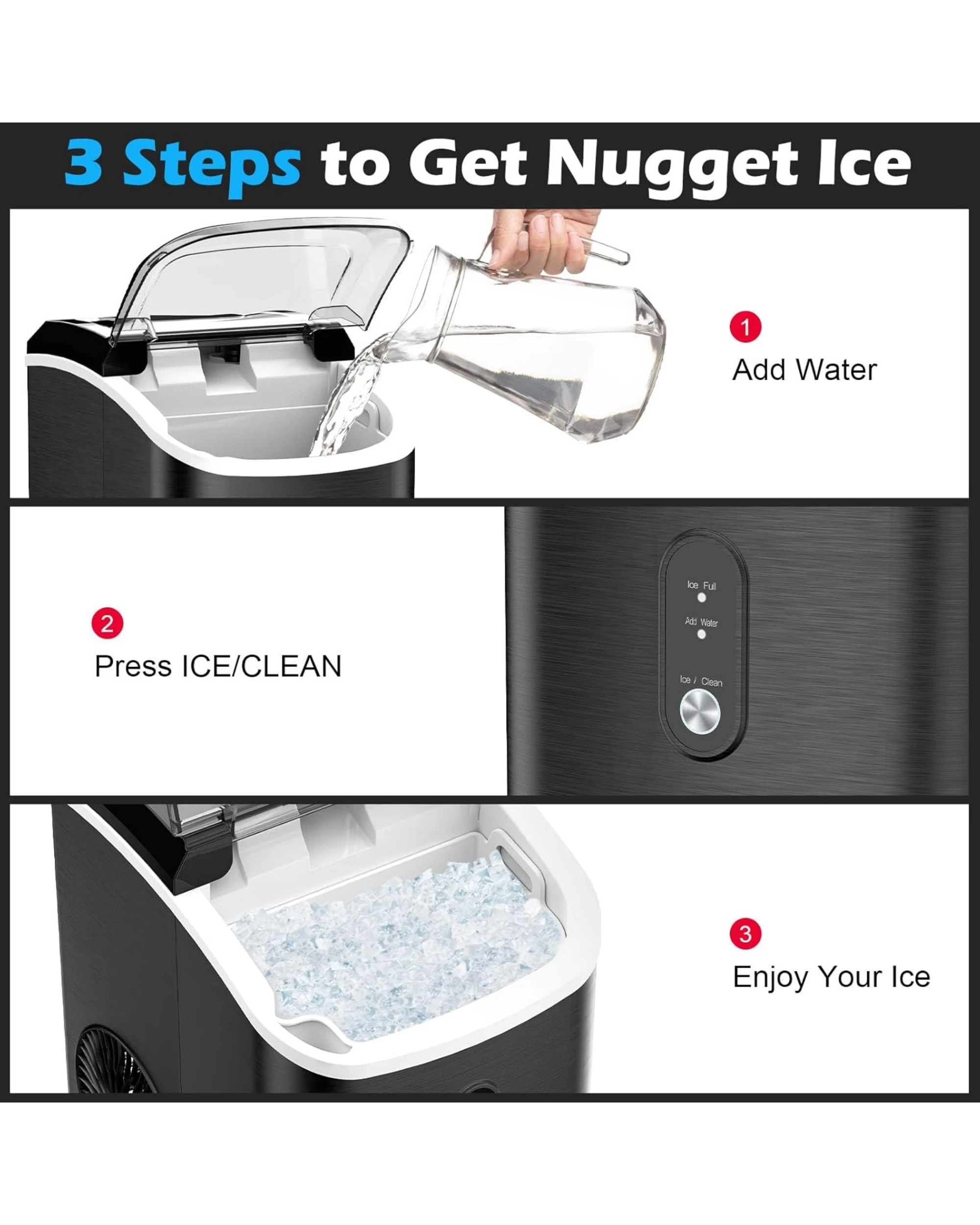 8 Advwin 15kg Nugget Ice Maker Chewable Pellet Ice (Black), 8 of 9