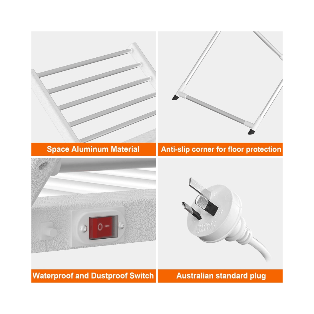 5 Advwin Electric Heated Towel Rack Foldable Drying Rack Standing Towel Rail Clothes Warmer, 5 of 8