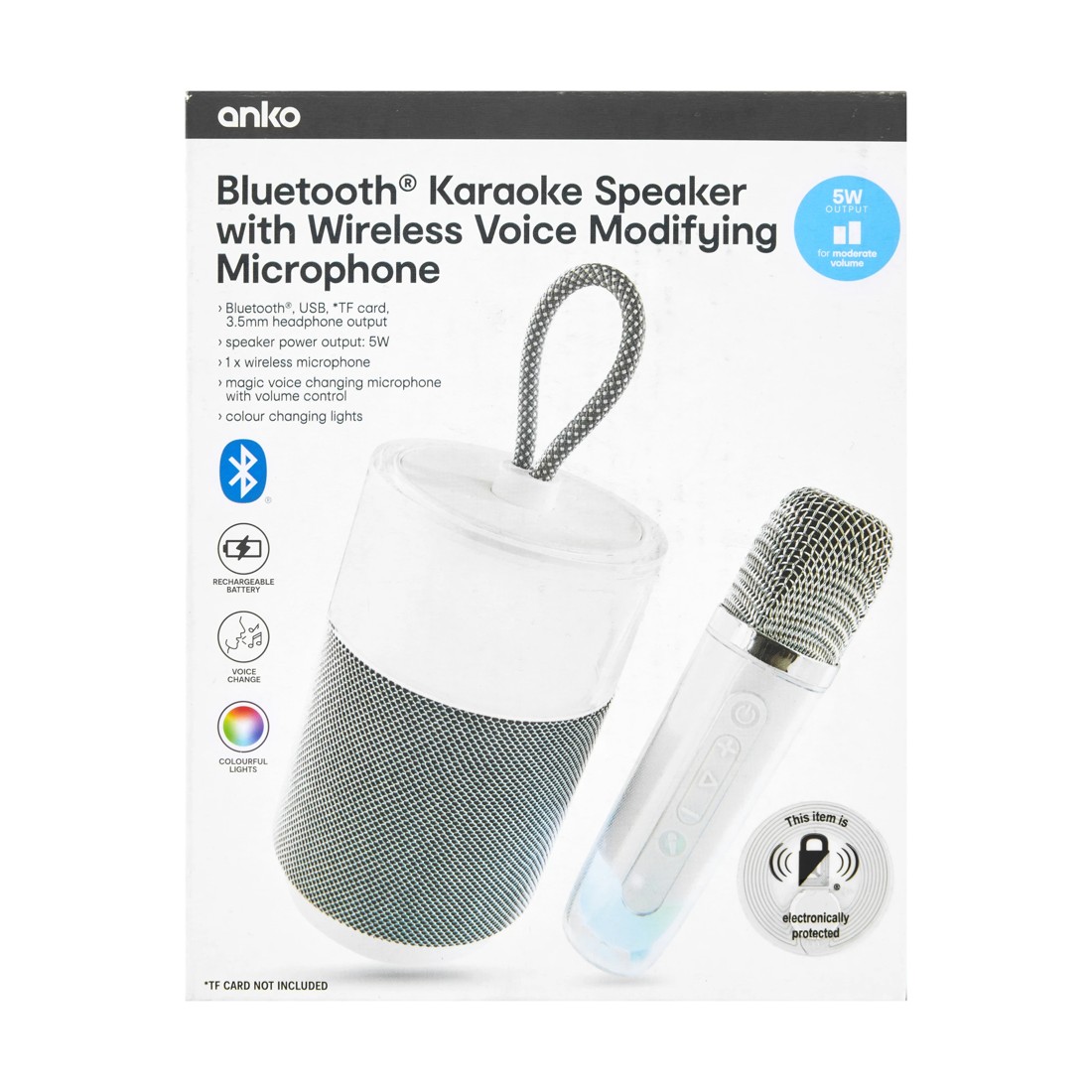 9 Karaoke Speaker with Voice Modifying Microphone - White, 9 of 9