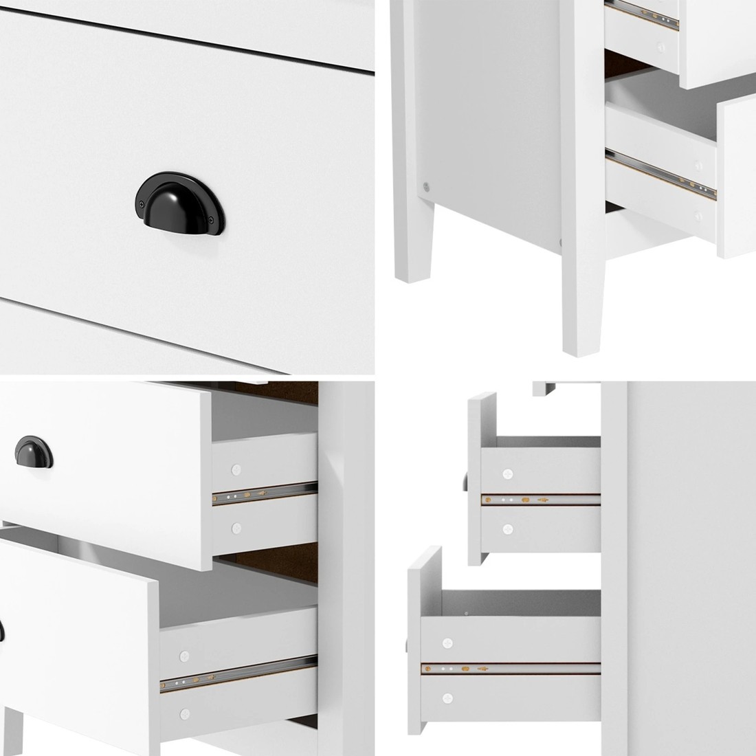 4 Oikiture 4 Chest Of Drawers Dresser Storage Cabinet Tallboy Vintage
 - White, 4 of 10