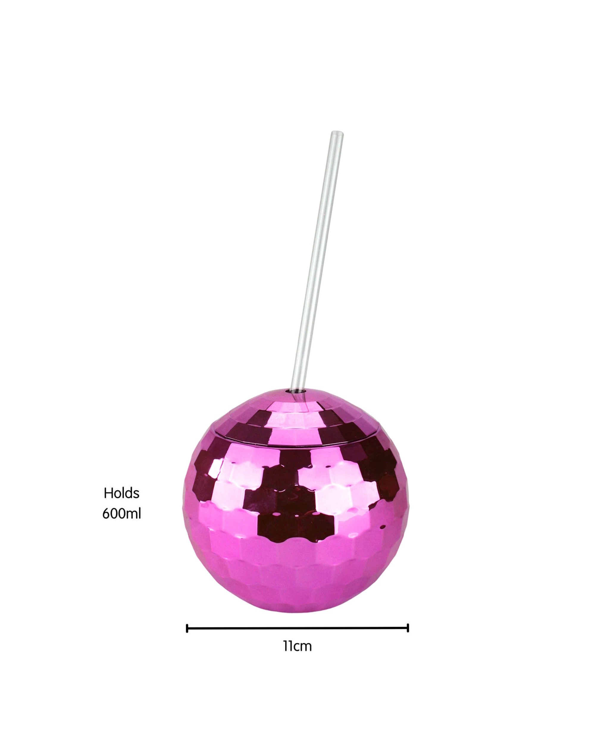 3 Pink Disco Ball Novelty Cup with Straw - Pink, 3 of 3