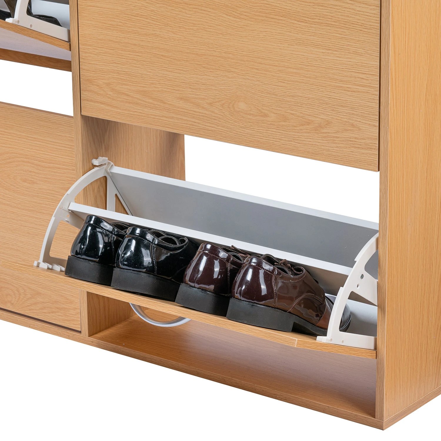 7 Foret Shoe Cabinet Shoes Storage Rack Organiser Side Hallway Wooden Shelf Drawer, 7 of 8