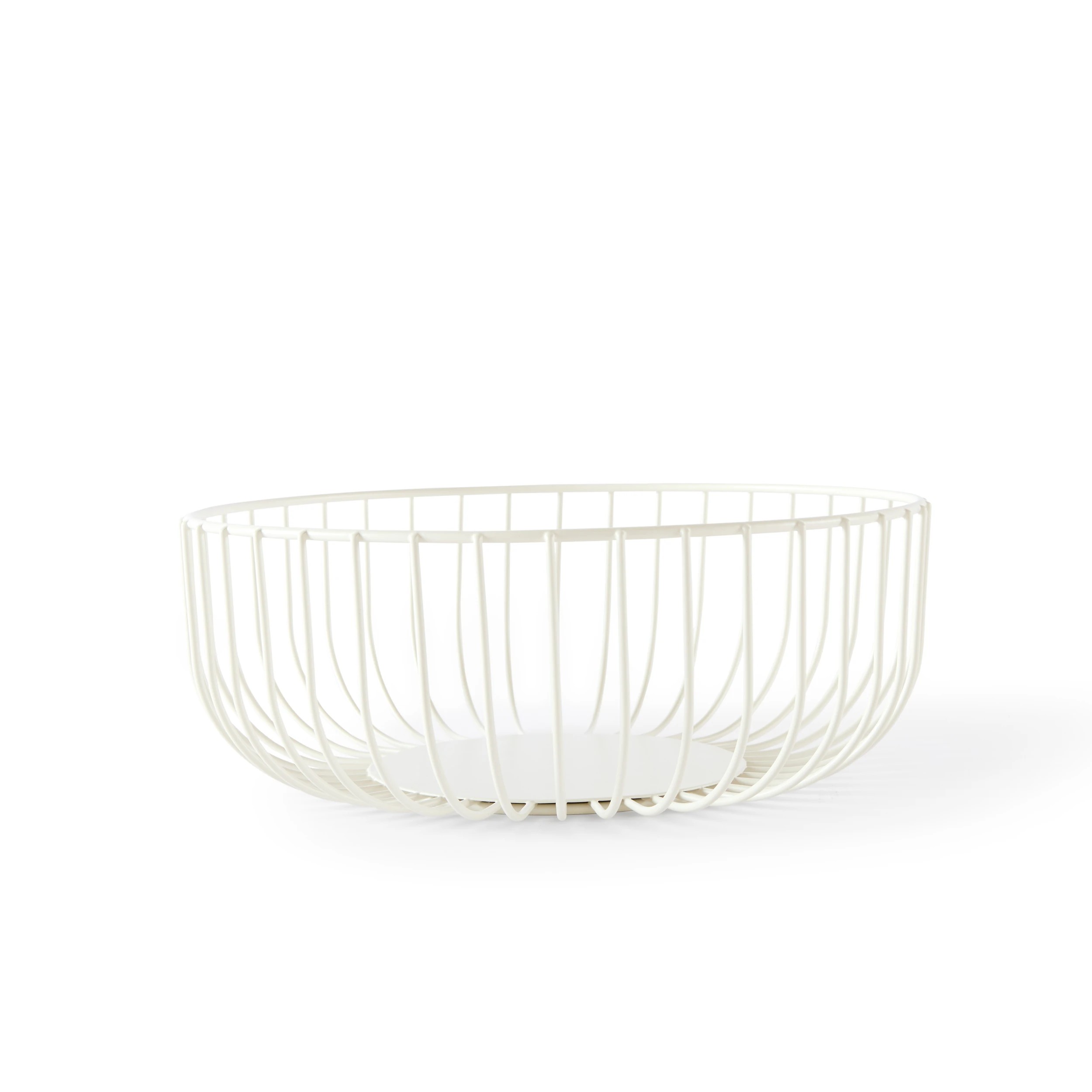 4 3 Piece Metal and Wood Fruit Bowl - White, 4 of 8