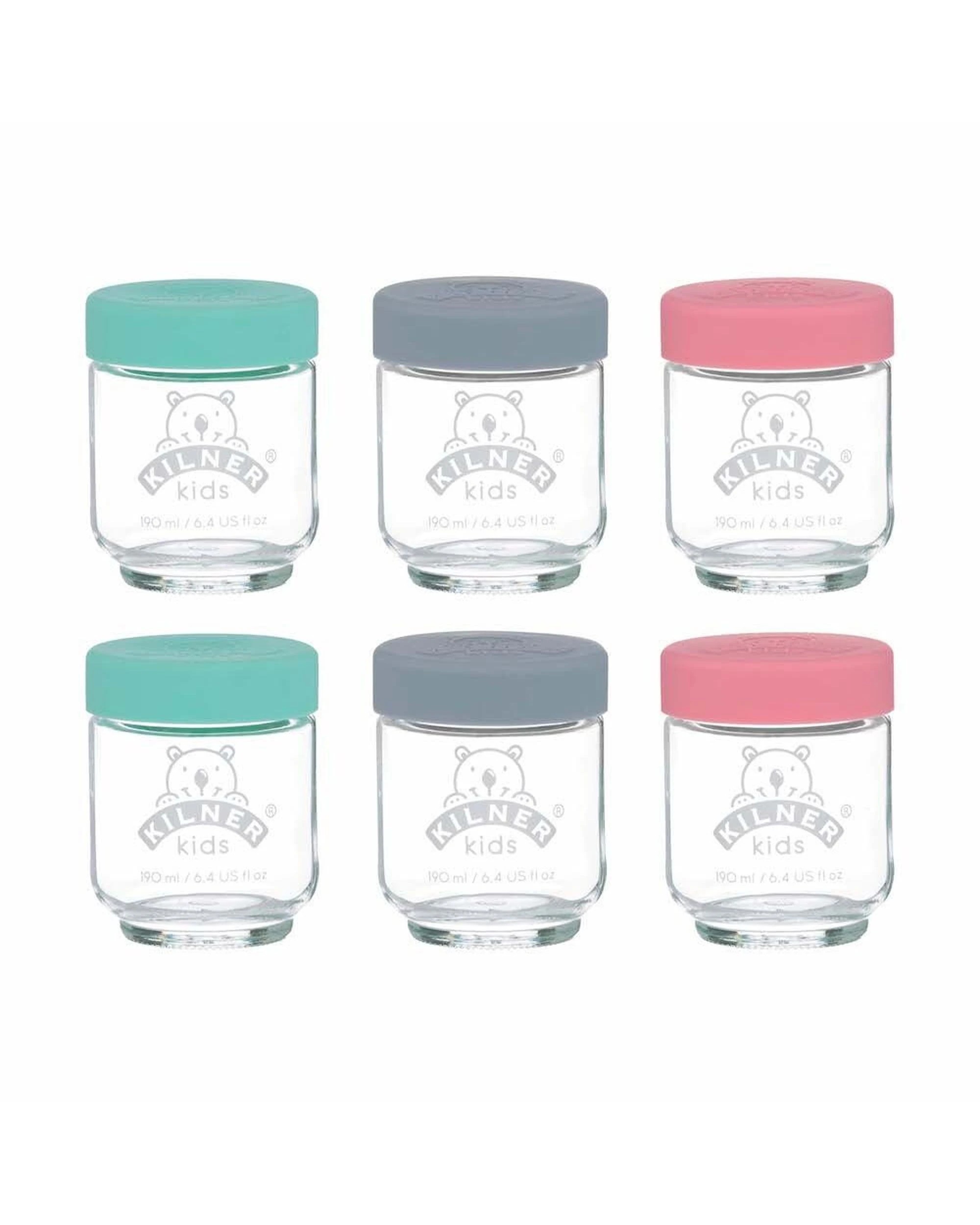 1 Kilner Kids 6pc Glass Jar Canister Baby Food Storage Set W Lid 190ml, 1 of 4