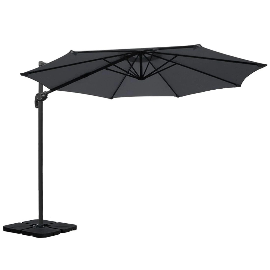 4 Instahut 3m Outdoor Umbrella w/Base Cantilever Beach Roma 360 Degree Tilt - Grey, 4 of 7