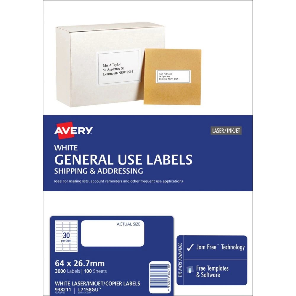 2 Avery 30UP Inkjet Laser General Use Labels White 100 Sheets, 2 of 4