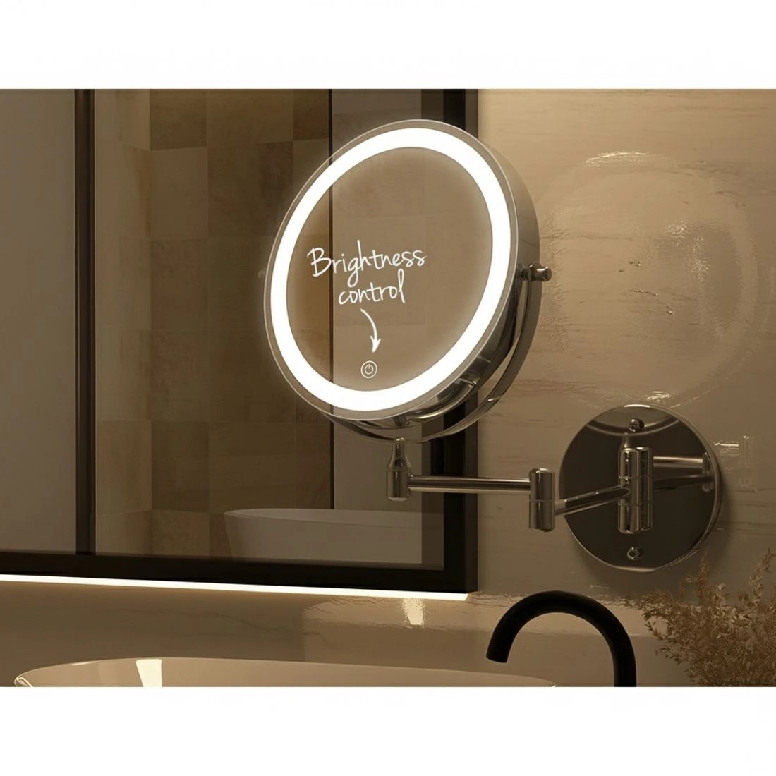 6 Embellir Extendable Makeup Mirror 10X Magnifying Double-Sided Bathroom - Silver, 6 of 6