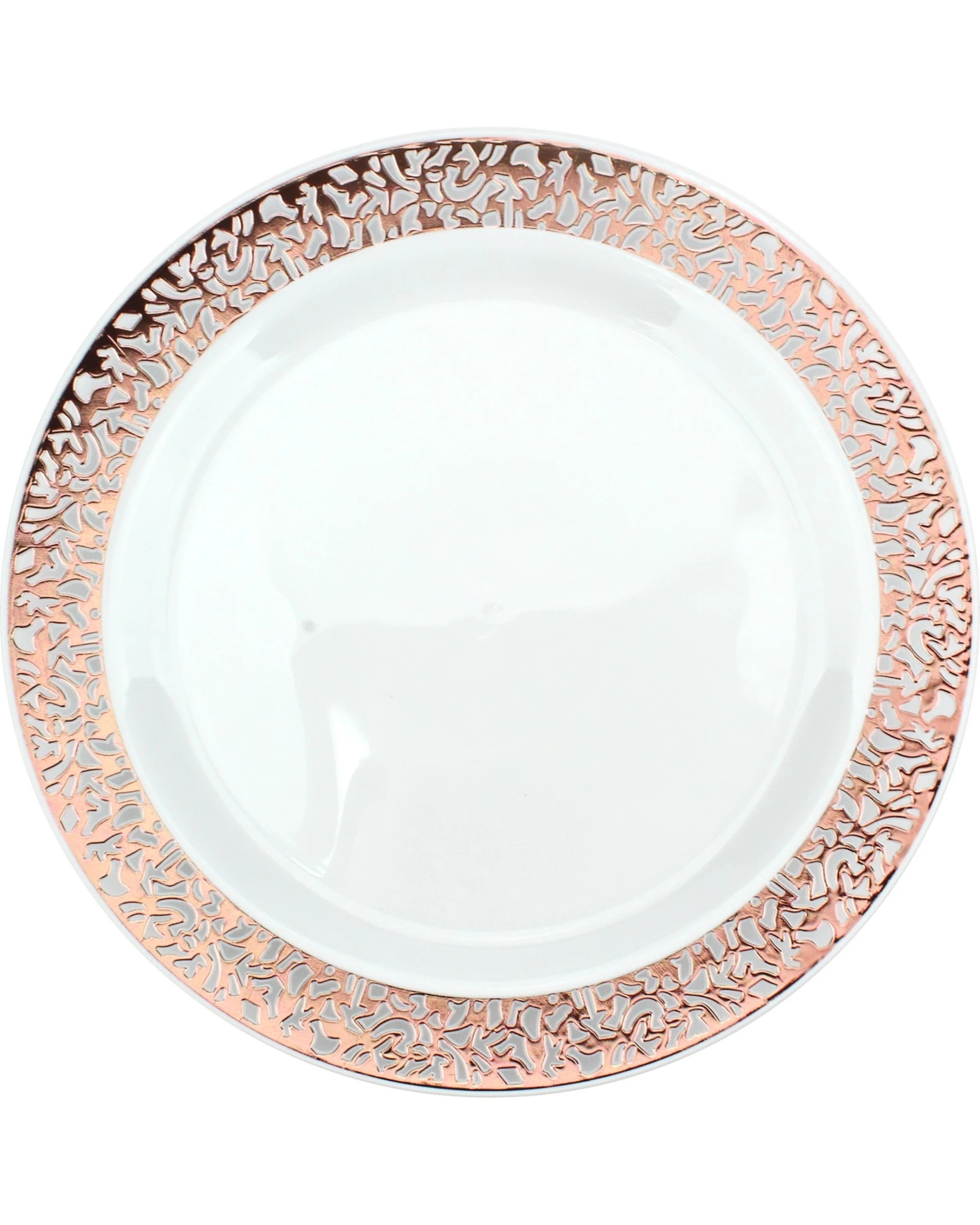 1 Rose Gold Lace Trim Large Plastic Plates (Pack of 6), 1 of 1