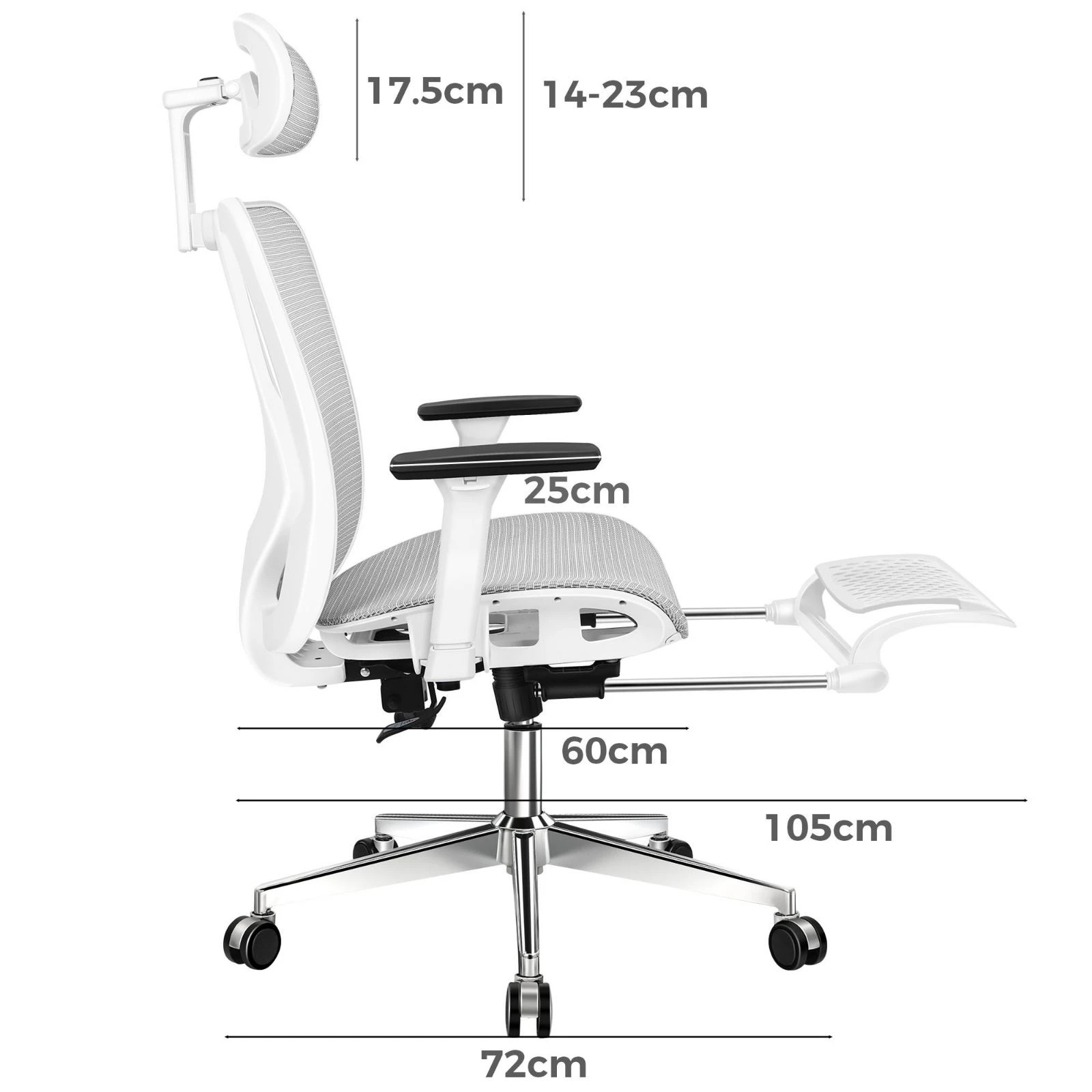 10 Alfordson Ergonomic Office Chair Executive Mesh Seat Gaming Work Computer - White Grey, 10 of 10