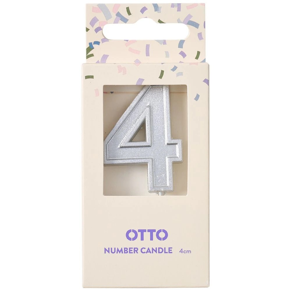 1 Otto Candle Number 4 Silver, 1 of 2