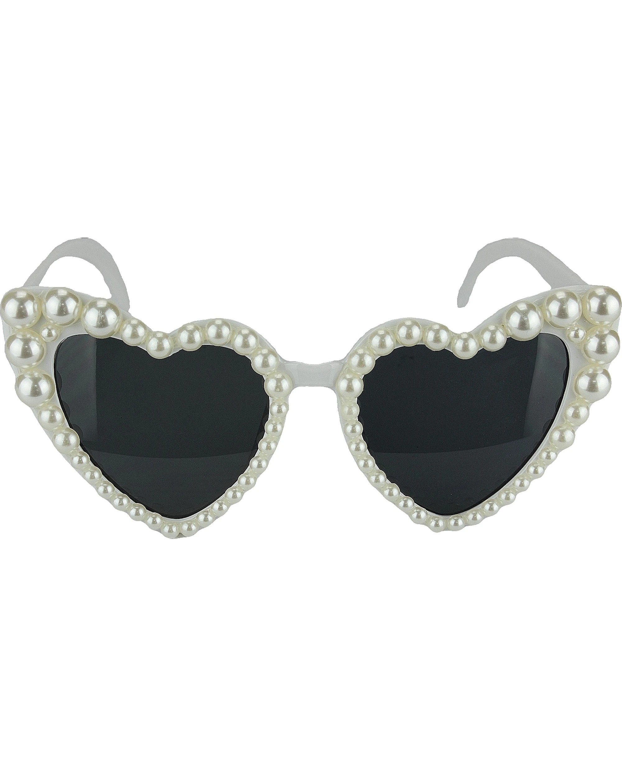 1 Partyrama White Pearl Heart Party Glasses - White, 1 of 3