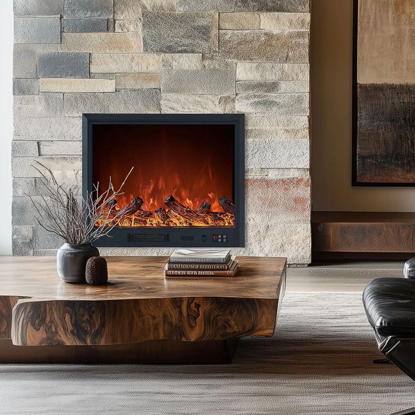 1 Moda Living Orion 30 inch Electric Fireplace Insert - Black, 1 of 1