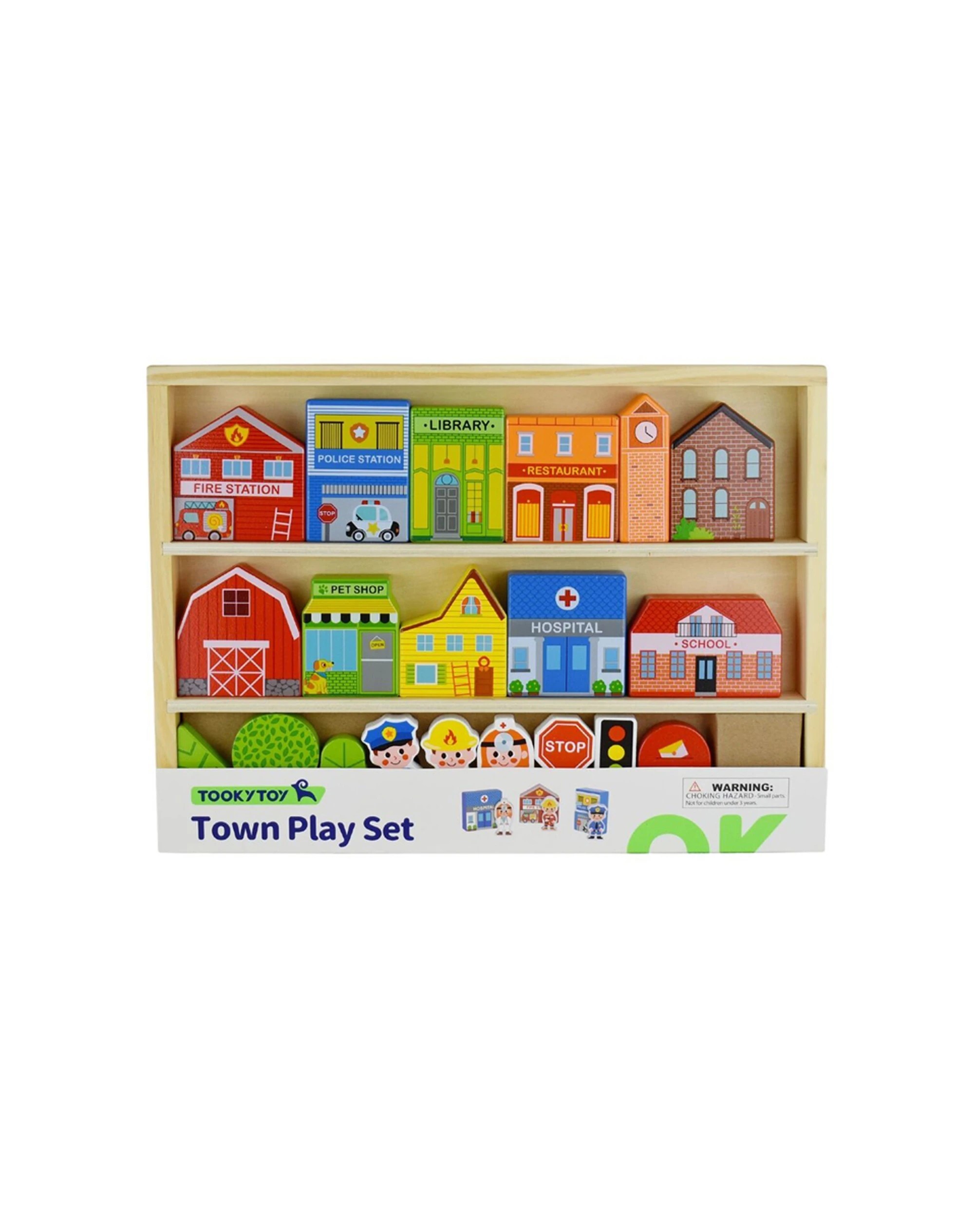 5 Tooky Toy 21pc Town Play Set Wooden Case Kids Pretend Playset Toys - Multi, 5 of 7