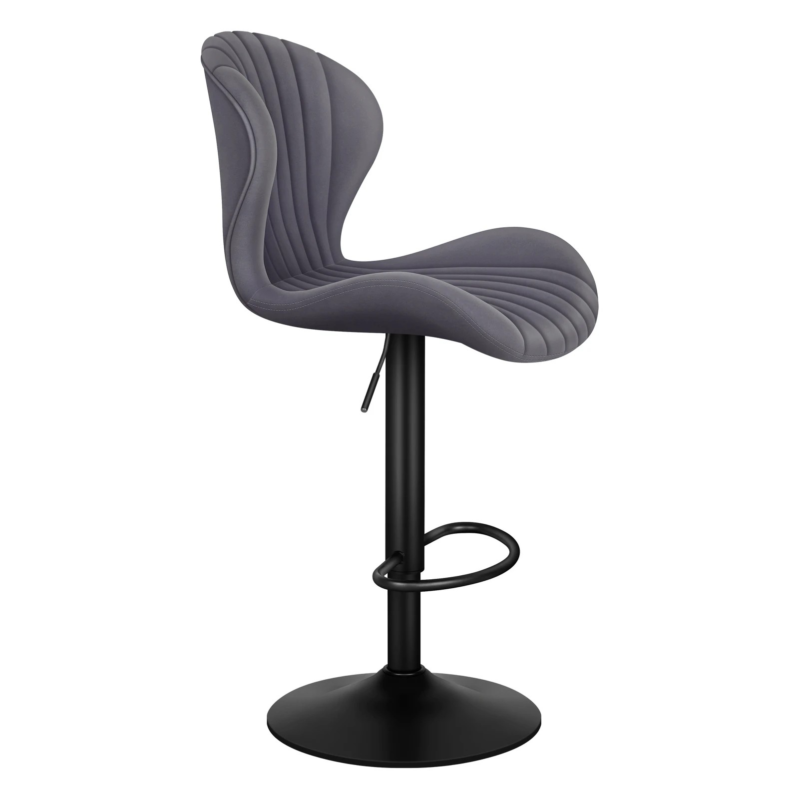 5 Alfordson 2x Bar Stools Gas Lift Air Leather Bar Chairs Kitchen Swivel - Grey, 5 of 10