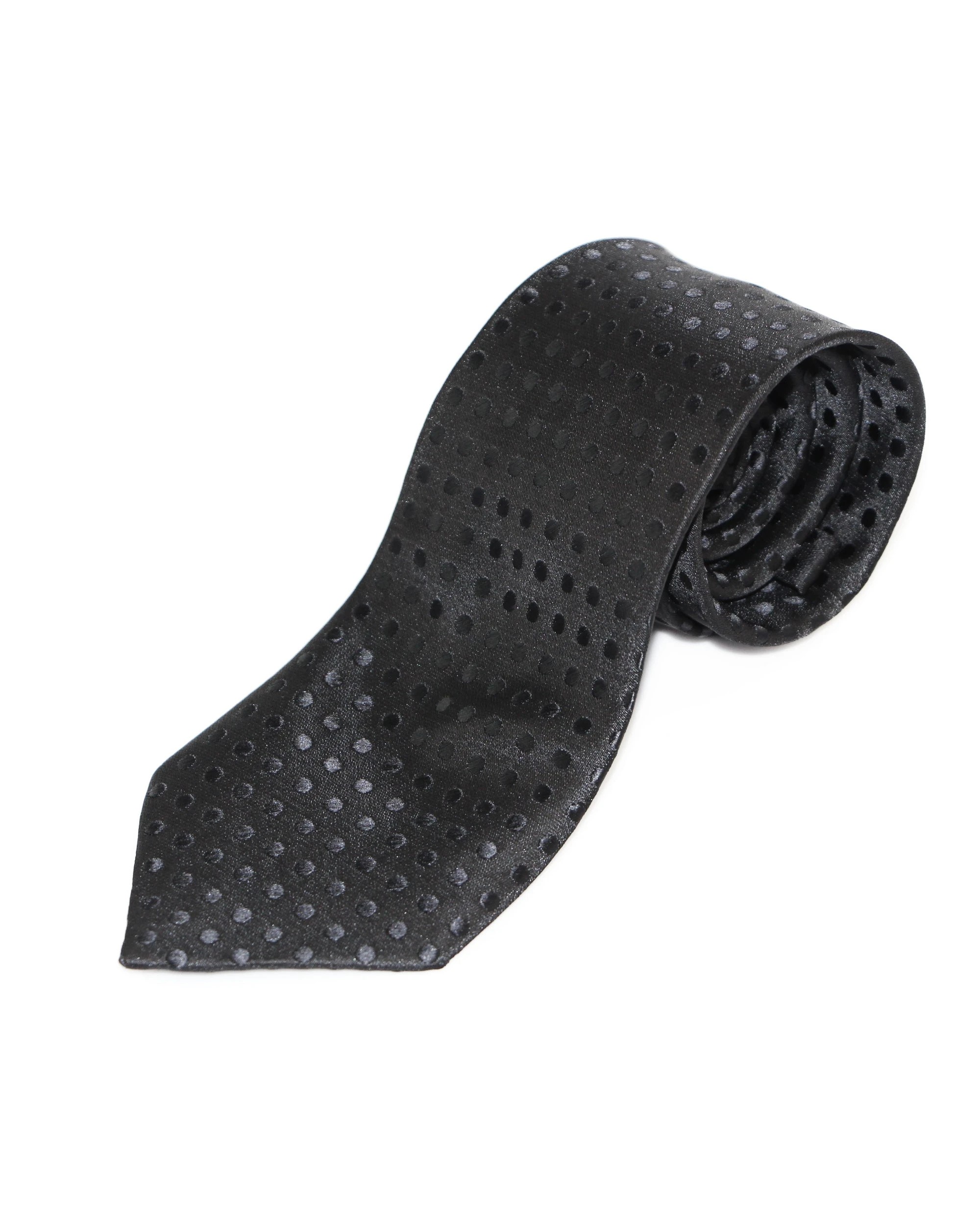 2 Zasel Mens Black Mini Polka Dot Patterned 8cm Neck Tie, 2 of 2