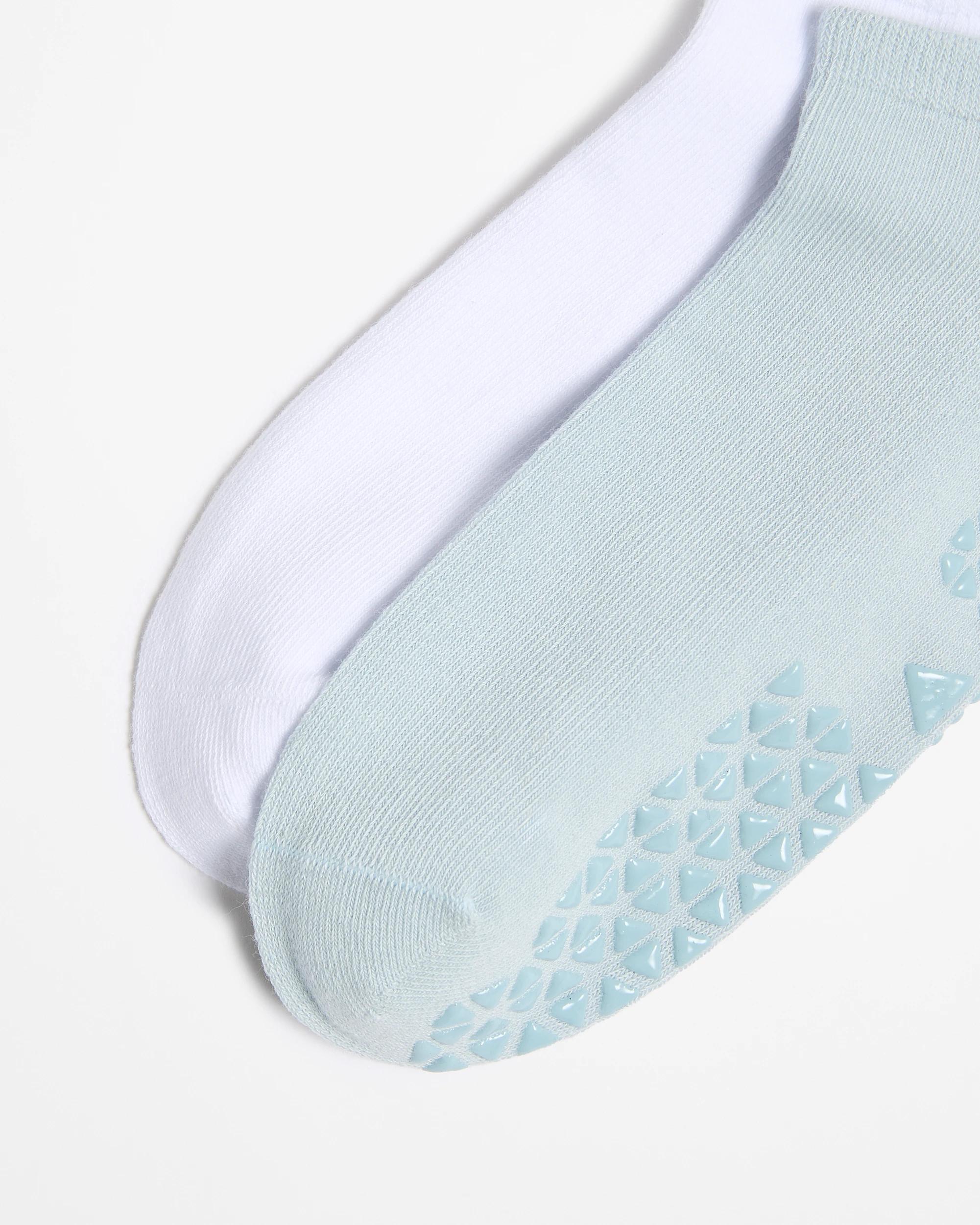 2 Target Active Australian Cotton Blend Pilates Grip Socks 2 Pack BLUE + WHITE, 2 of 3